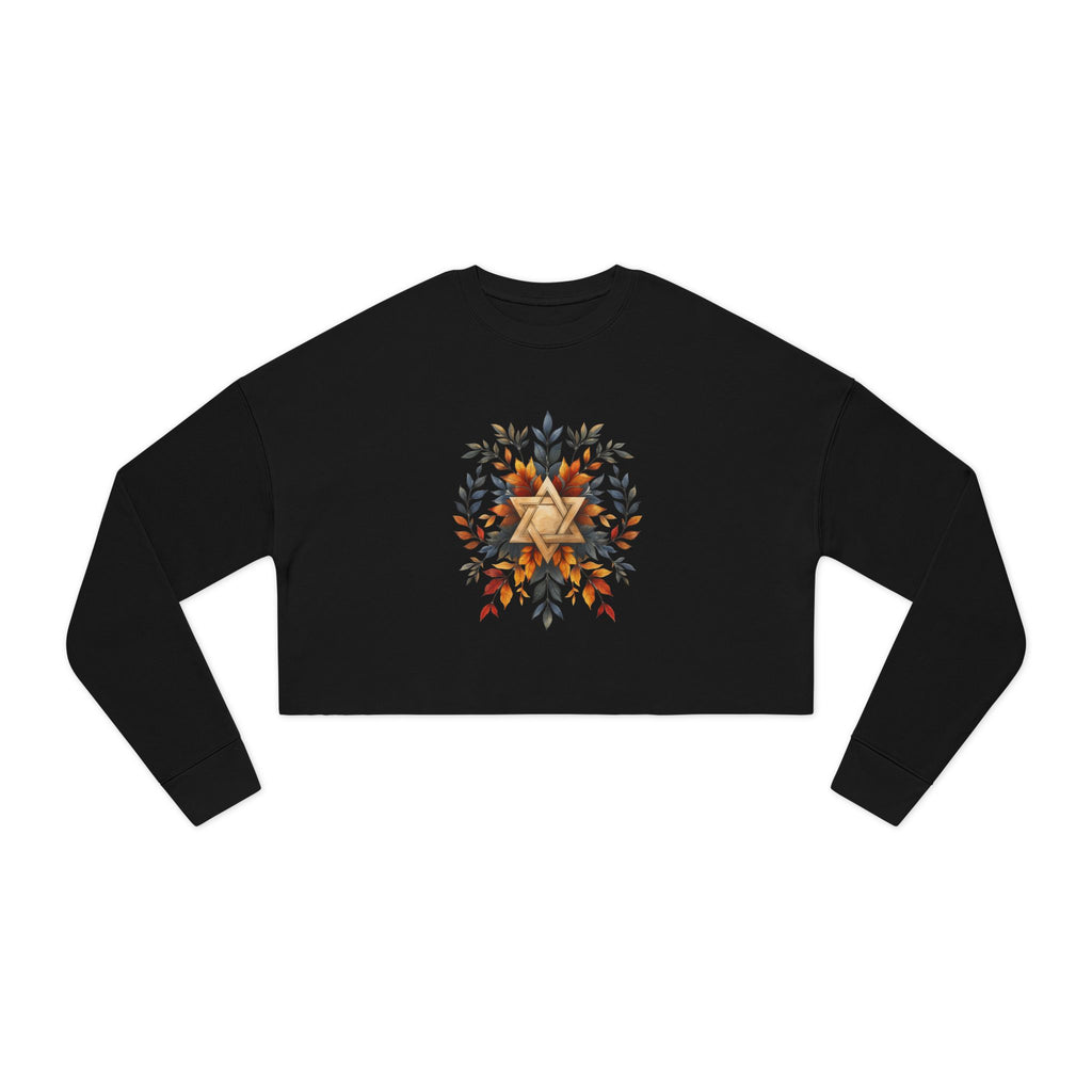 Star of David Wreath Transparent Women's Cropped Sweatshirt - American Zionist
