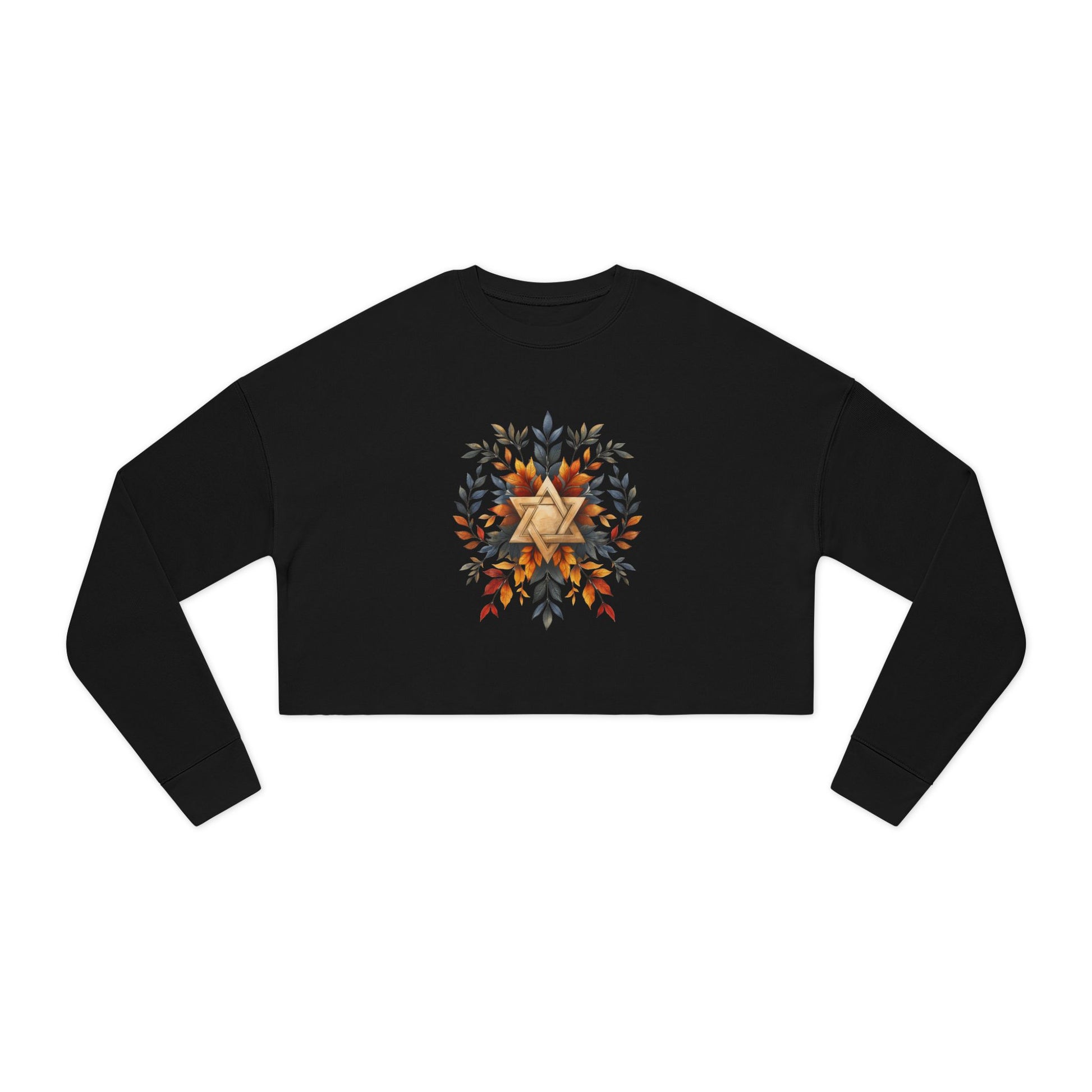 Star of David Wreath Transparent Women's Cropped Sweatshirt - American Zionist