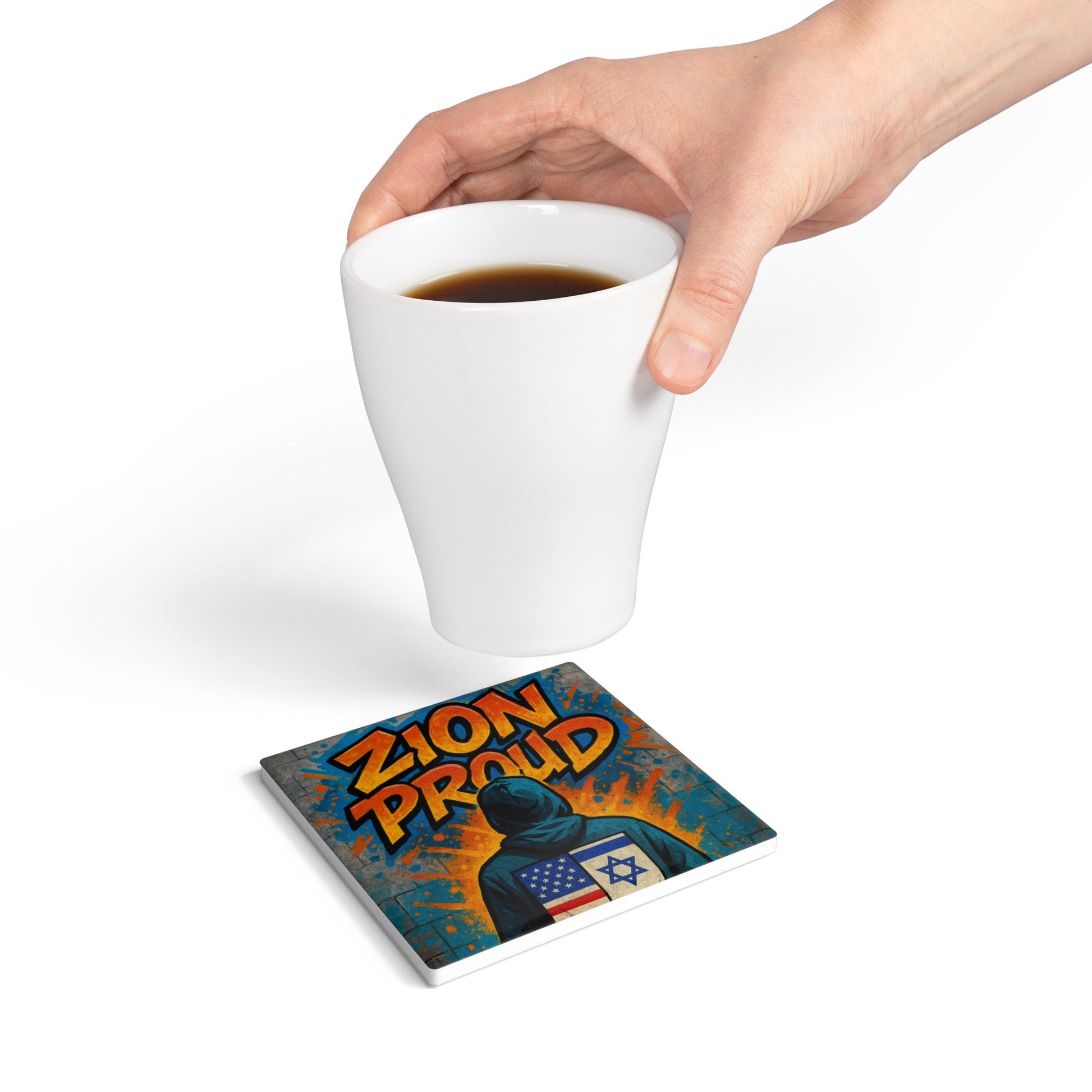 Zion Proud Ceramic Coaster - American Zionist