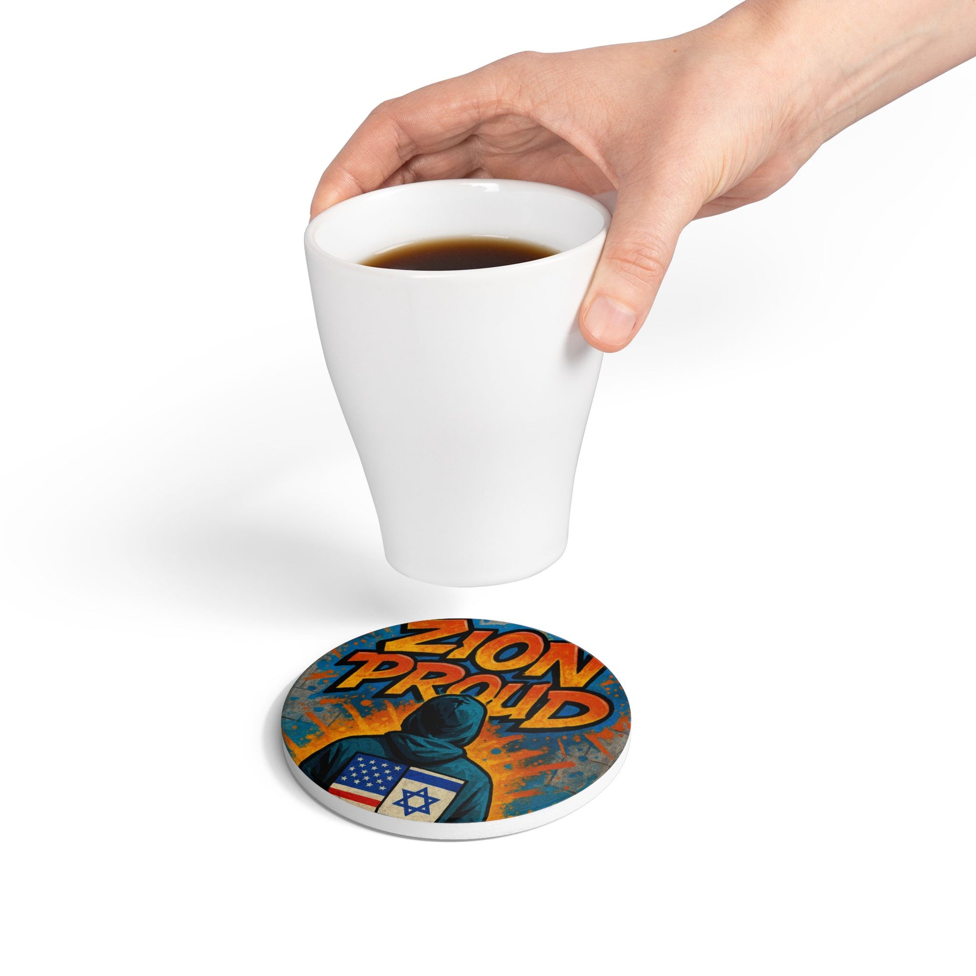 Zion Proud Ceramic Coaster - American Zionist
