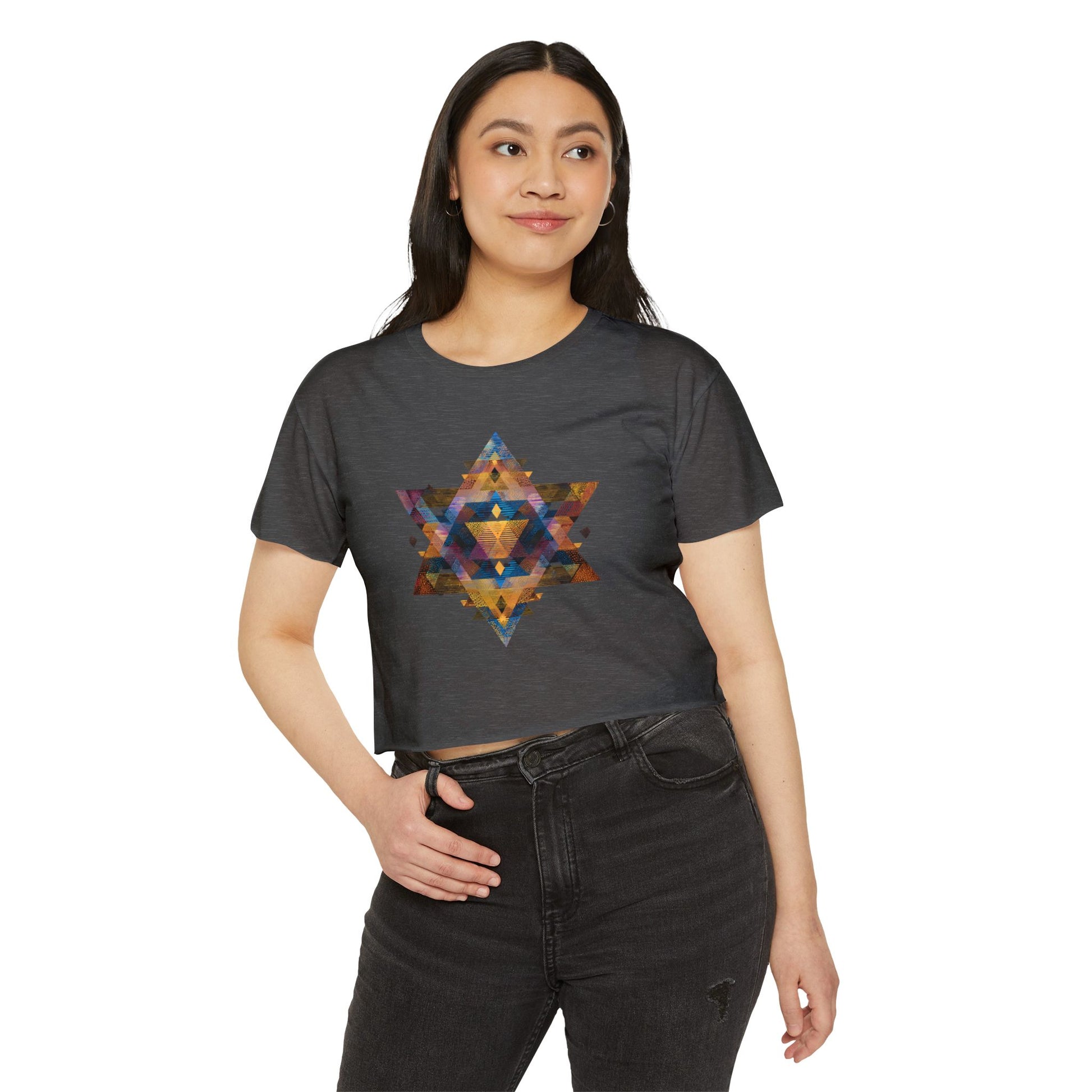 Star of David Geometric Women's Festival Crop Top - American Zionist