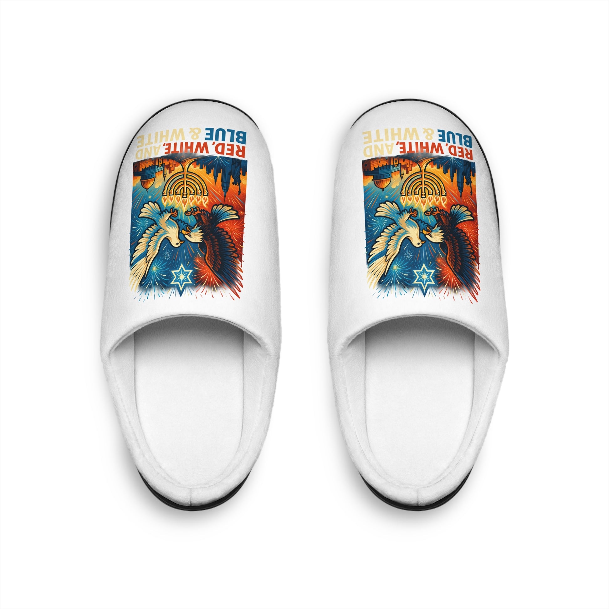 Red White and Blue Men's Indoor Slippers - American Zionist