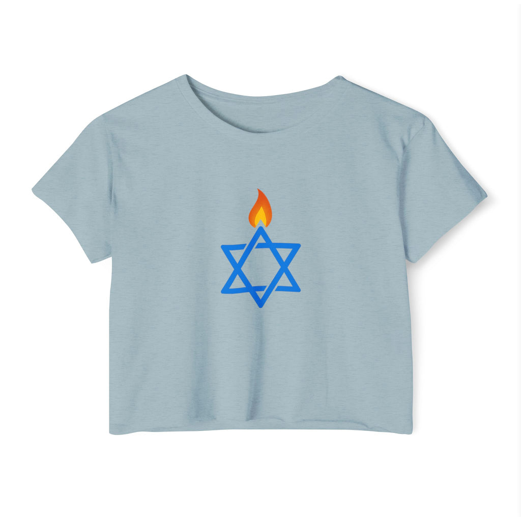 Fire Stars Of David Women's Festival Crop Top - American Zionist