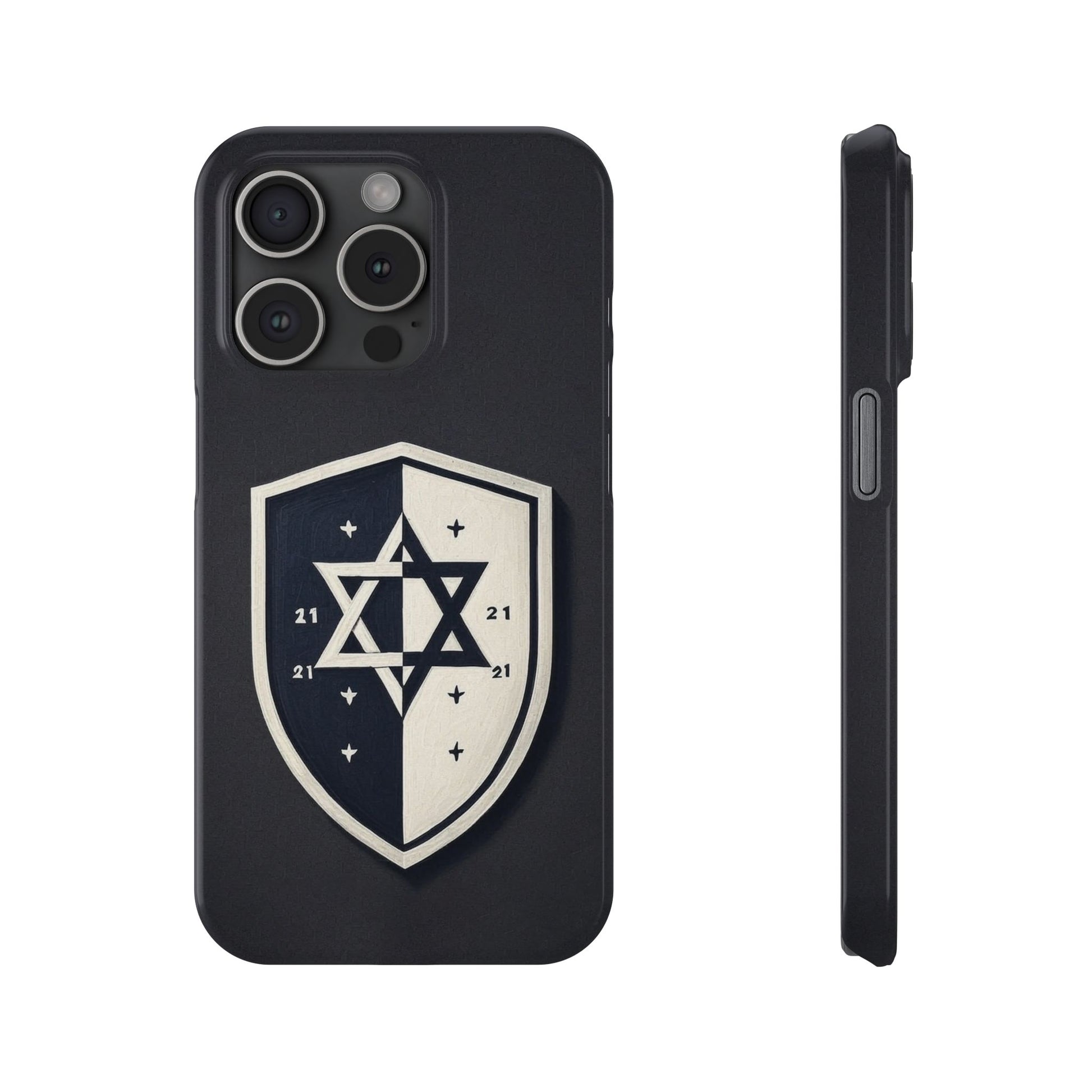 Black and White Shield Slim Phone Cases - American Zionist