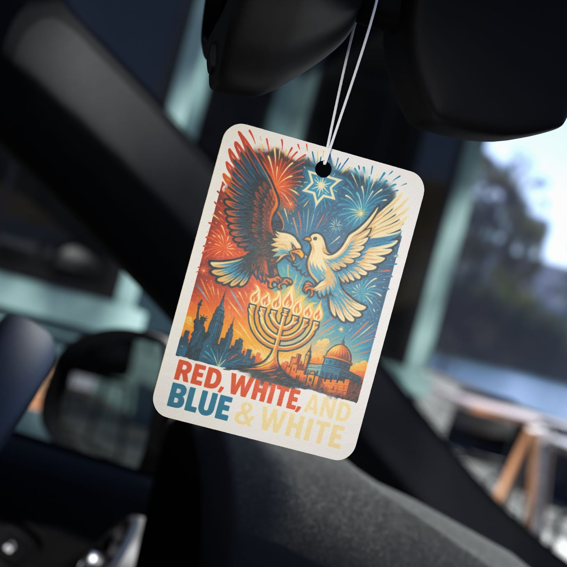 Red White and Blue Car Air Freshener - American Zionist
