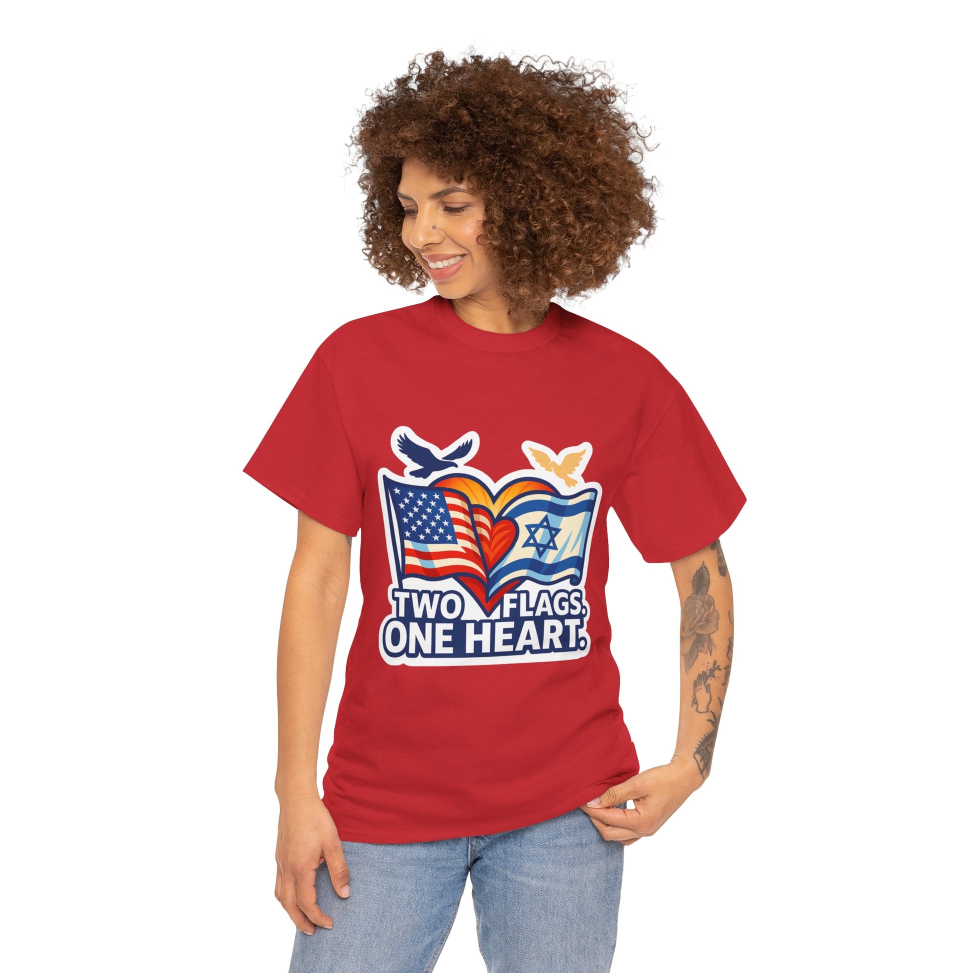 Two Flags One Heart Unisex Heavy Cotton Tee - American Zionist