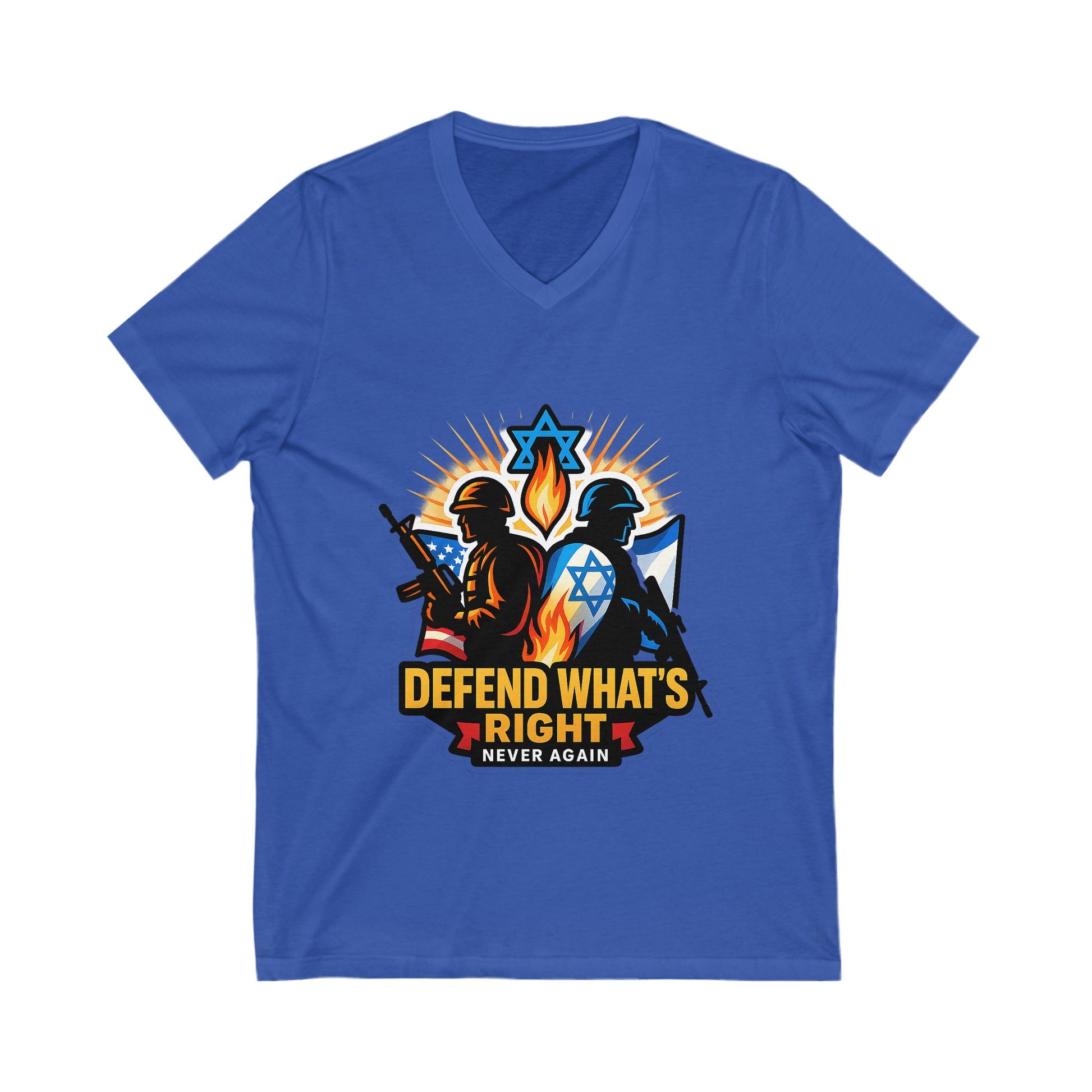 Defend What's Right Unisex Jersey Short Sleeve V - Neck Tee - American Zionist