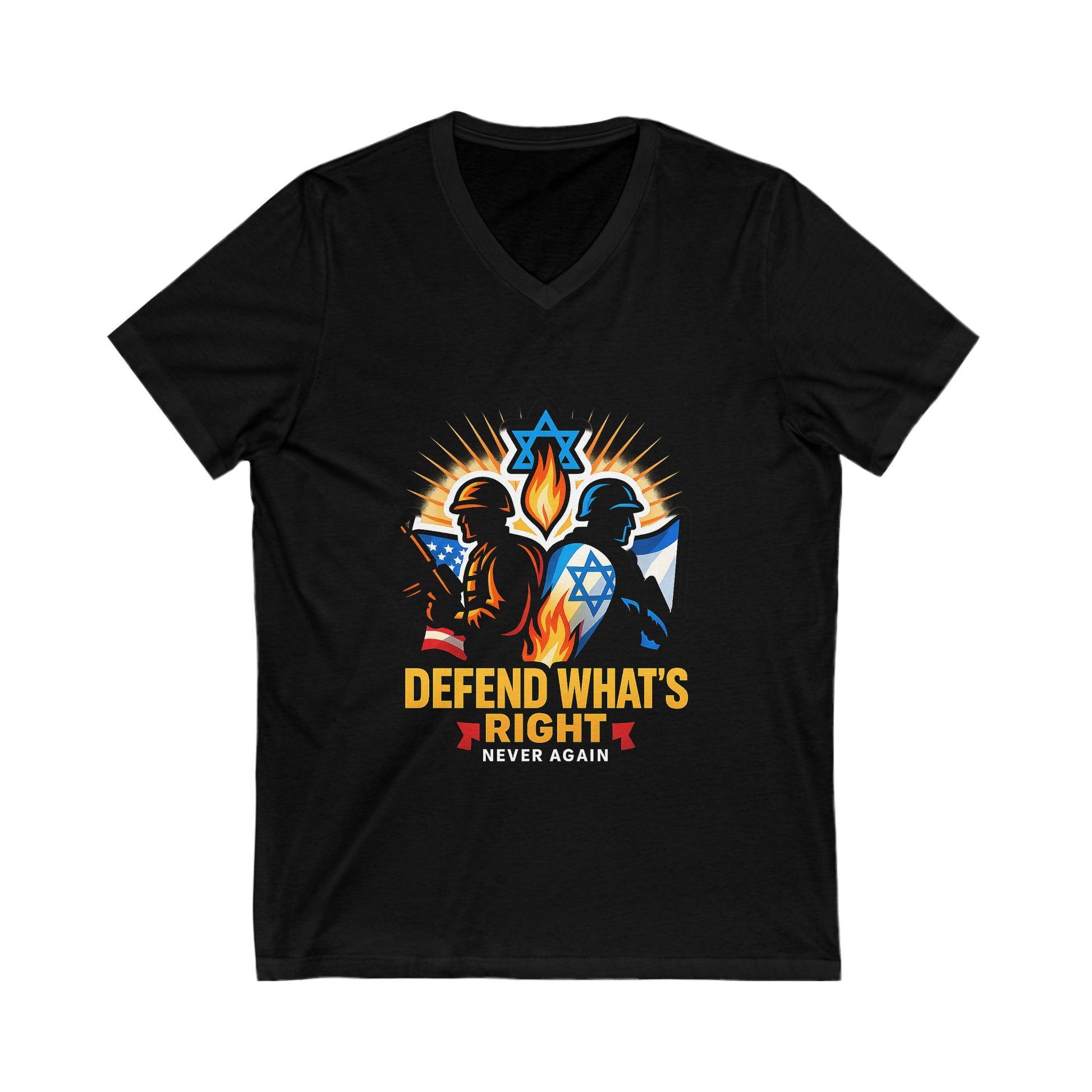 Defend What's Right Unisex Jersey Short Sleeve V - Neck Tee - American Zionist