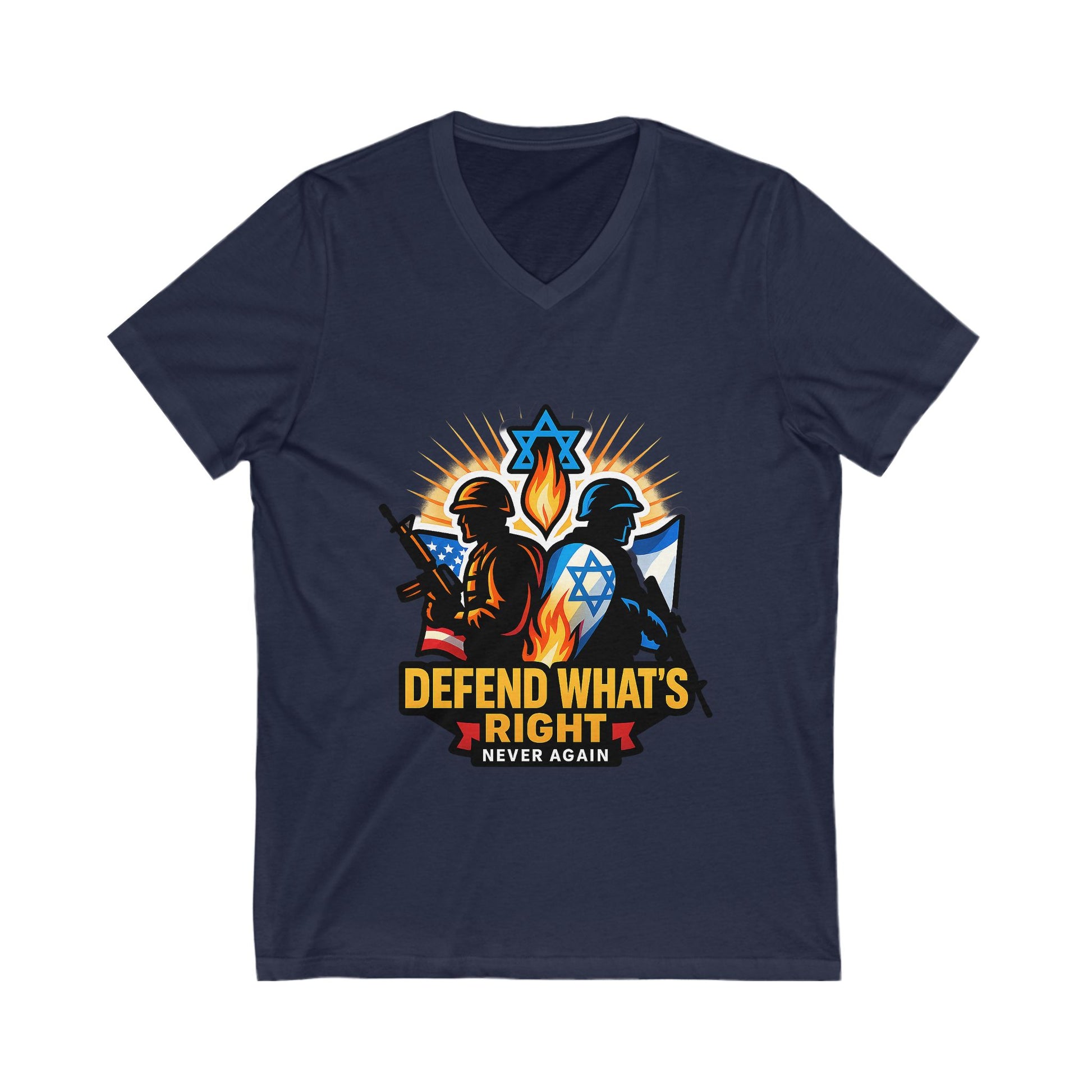 Defend What's Right Unisex Jersey Short Sleeve V - Neck Tee - American Zionist