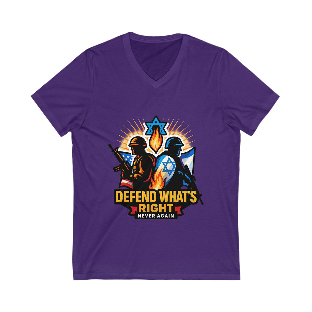 Defend What's Right Unisex Jersey Short Sleeve V - Neck Tee - American Zionist