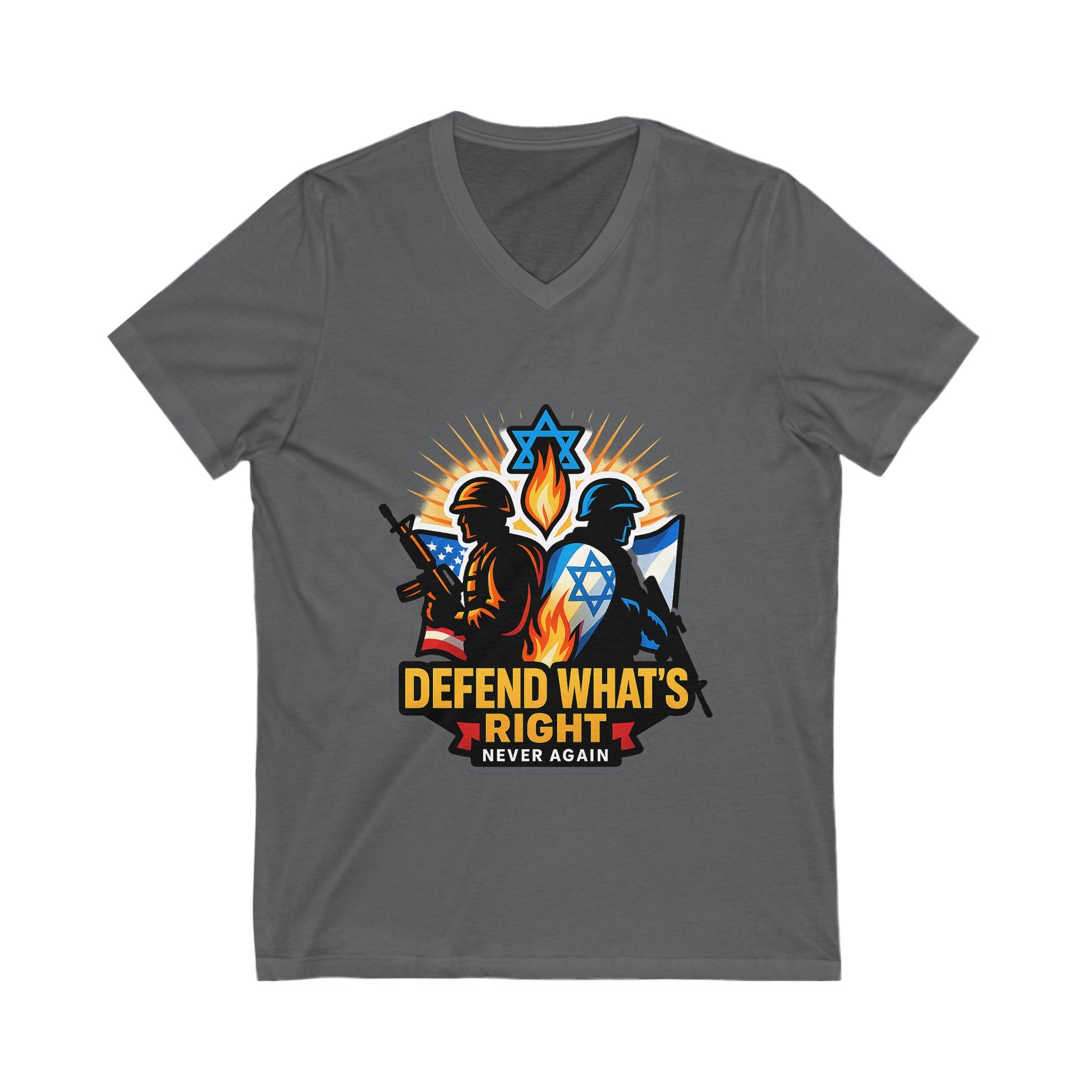 Defend What's Right Unisex Jersey Short Sleeve V - Neck Tee - American Zionist