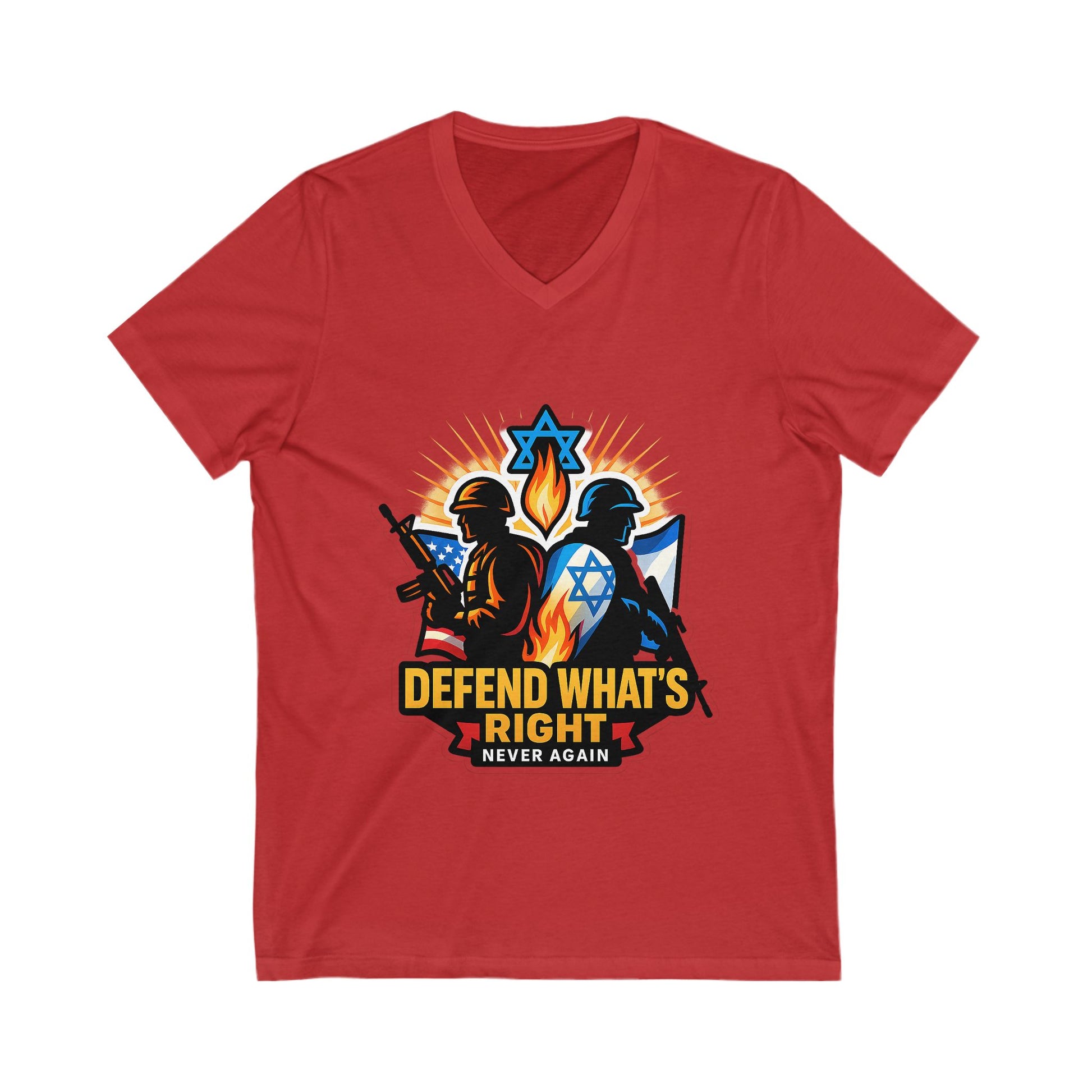 Defend What's Right Unisex Jersey Short Sleeve V - Neck Tee - American Zionist
