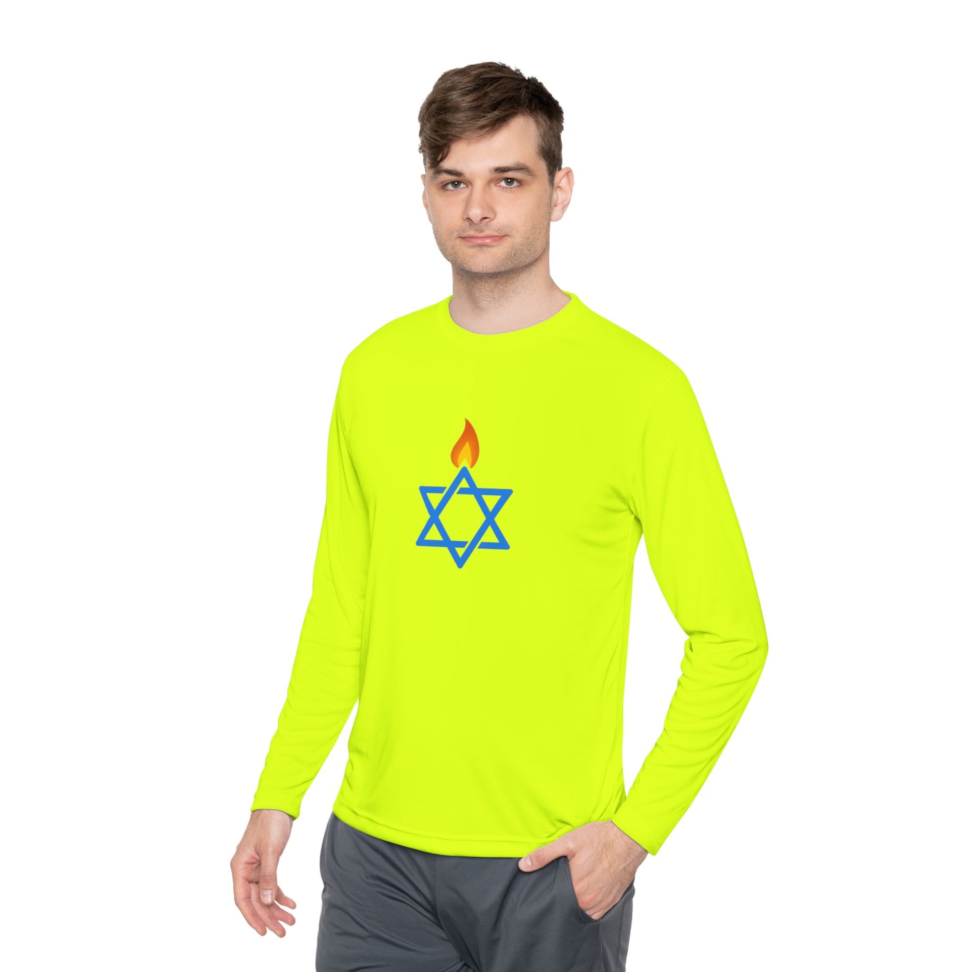 Fire Stars Of David Unisex Lightweight Long Sleeve Tee - American Zionist