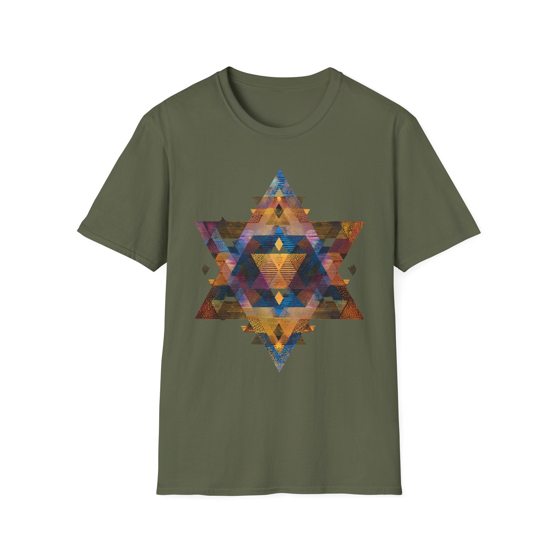 Star of David Geometric Unisex Softstyle T-Shirt - American Zionist