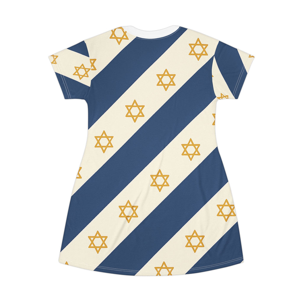 Israel Regalia Stripe T-Shirt Dress (AOP) - American Zionist