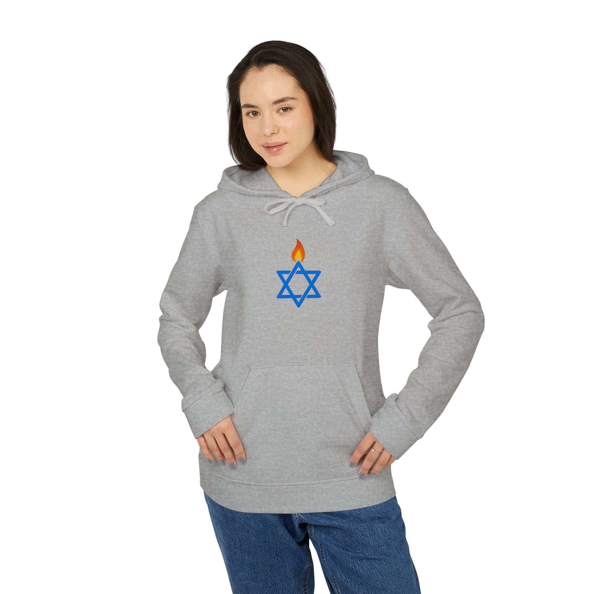 Fire Stars Of David Adidas Unisex Fleece Hoodie - American Zionist