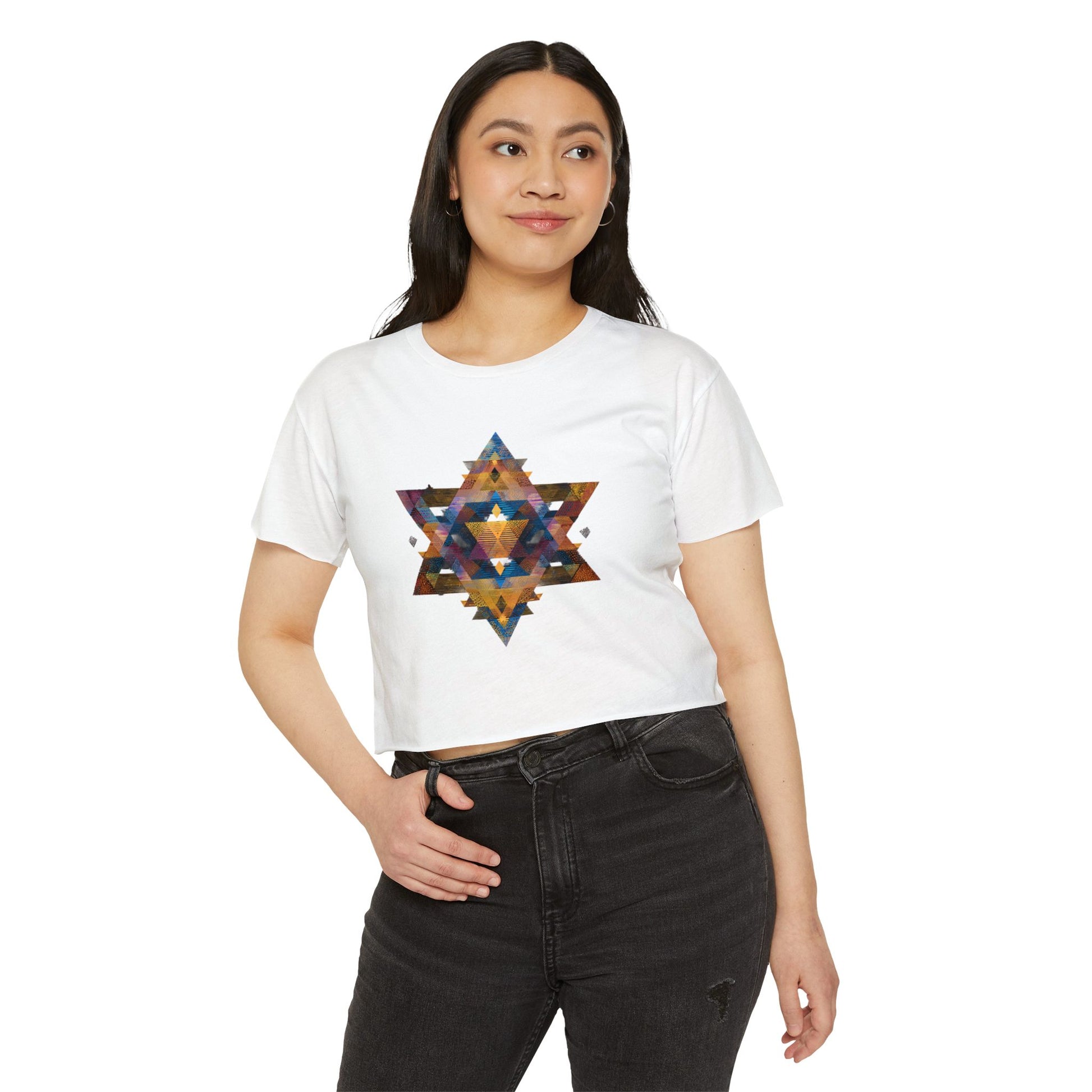 Star of David Geometric Women's Festival Crop Top - American Zionist