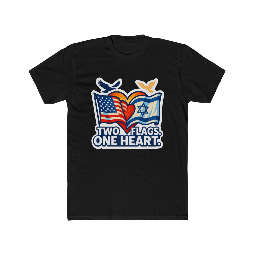 Two Flags. One Heart Unisex Cotton Crew Tee - American Zionist