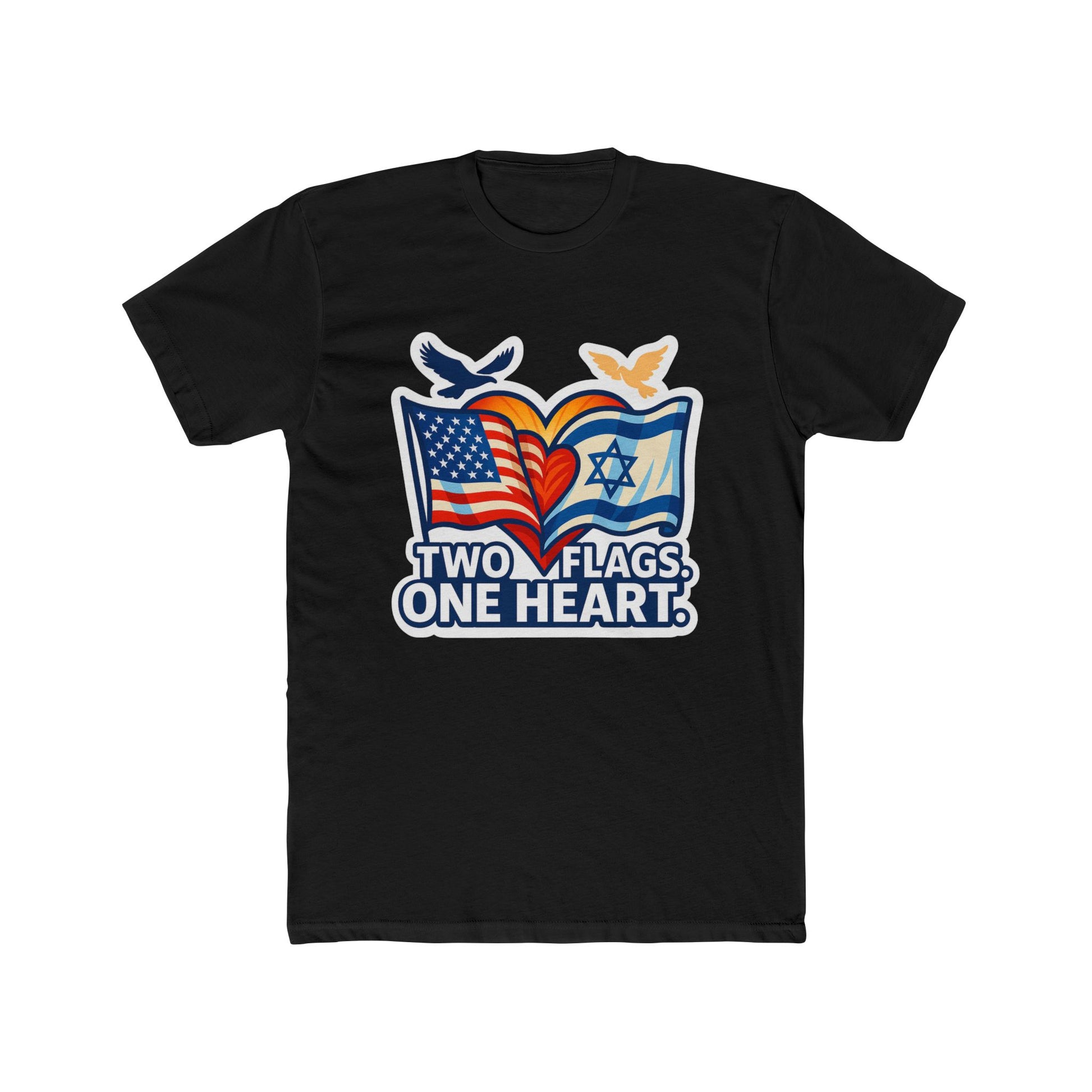Two Flags. One Heart Unisex Cotton Crew Tee - American Zionist