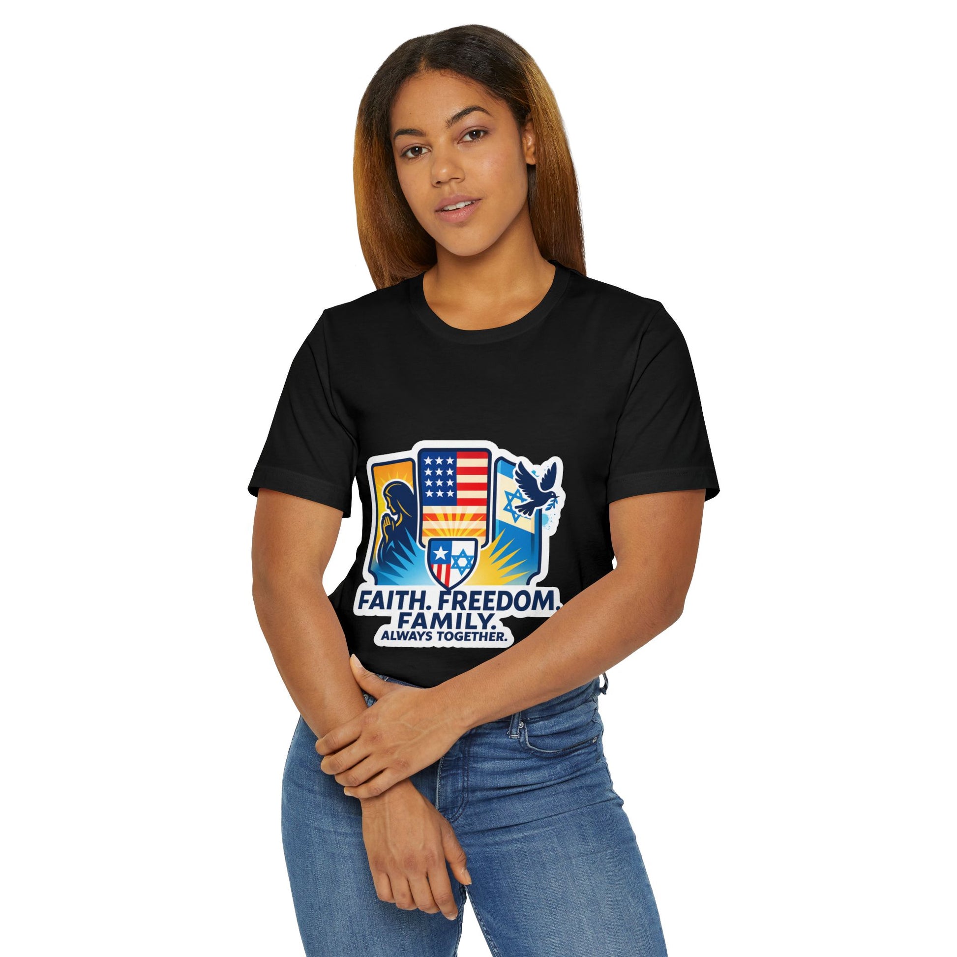 Faith Freedom Family Unisex Jersey T-Shirt - American Zionist