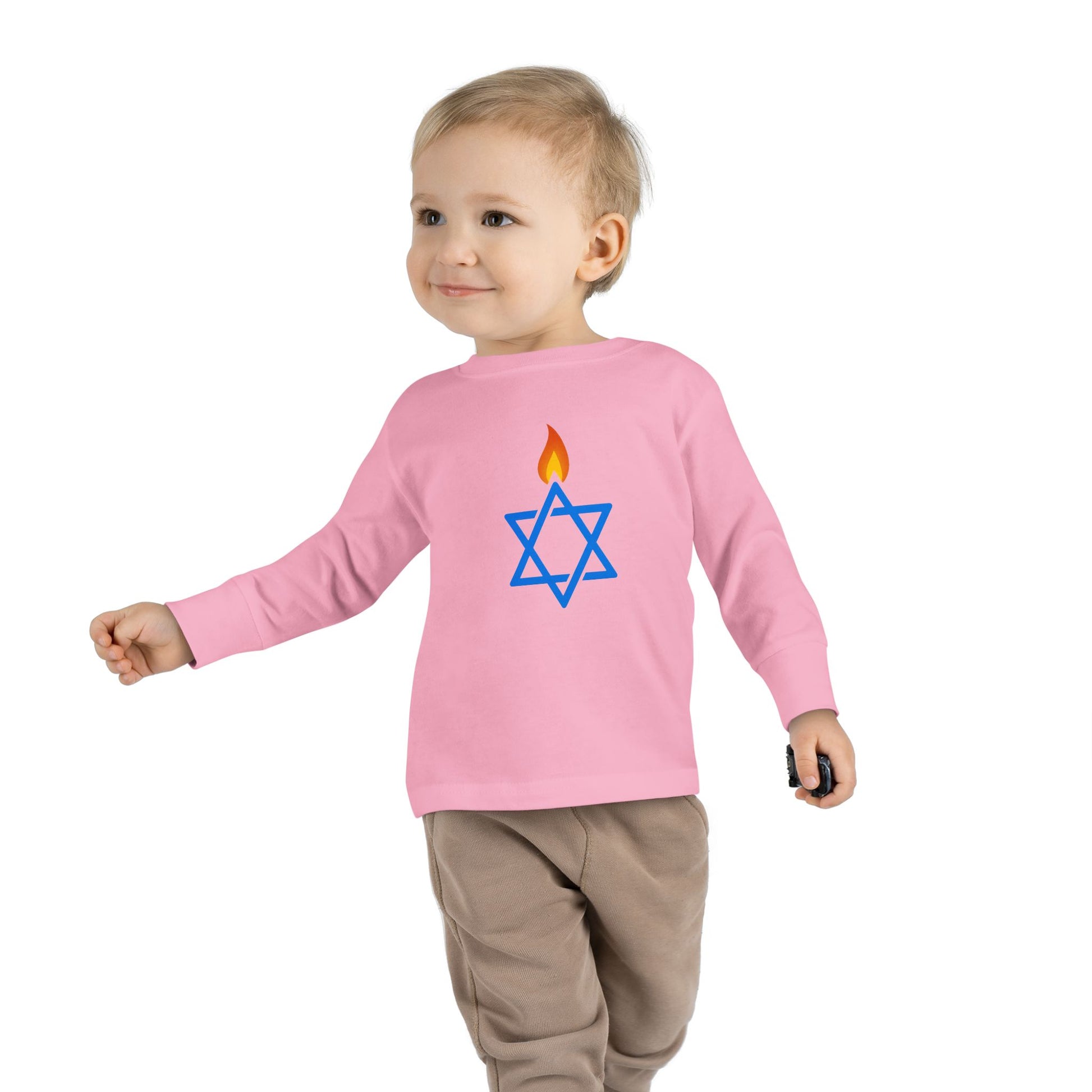Fire Stars Of David Toddler Long Sleeve Tee - American Zionist