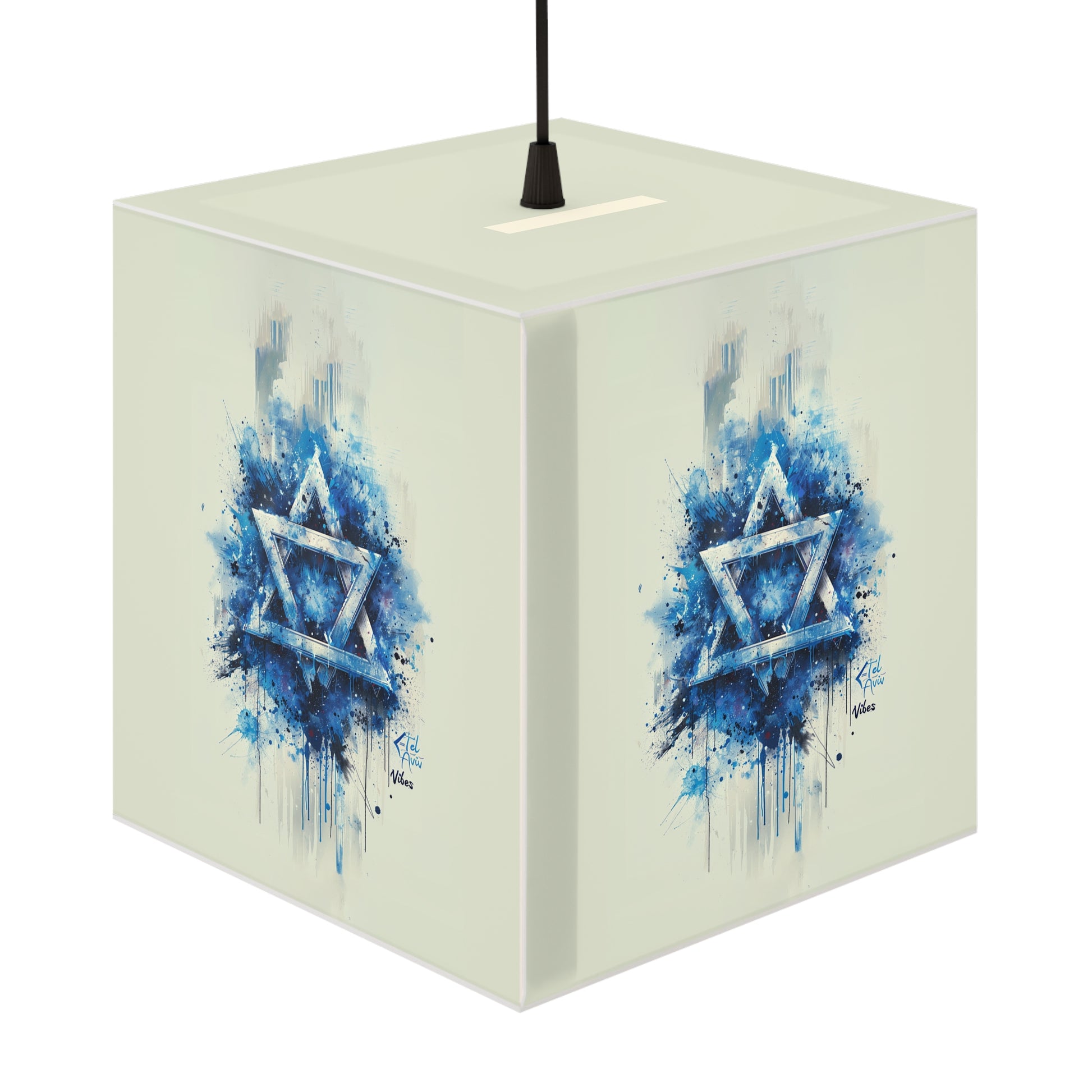 Graffiti Star Of David Vertical Light Cube Lamp - American Zionist