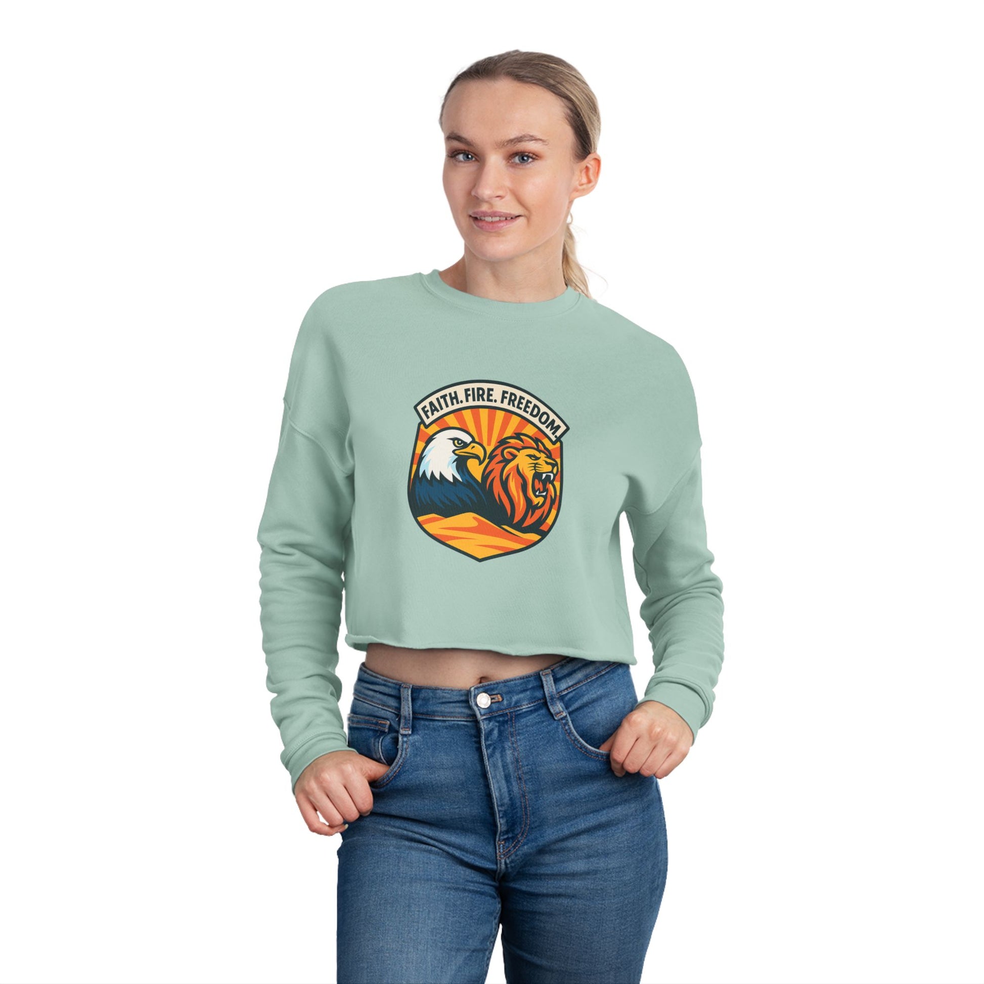 Lions Eagles Rise Women's Cropped Sweatshirt - American Zionist