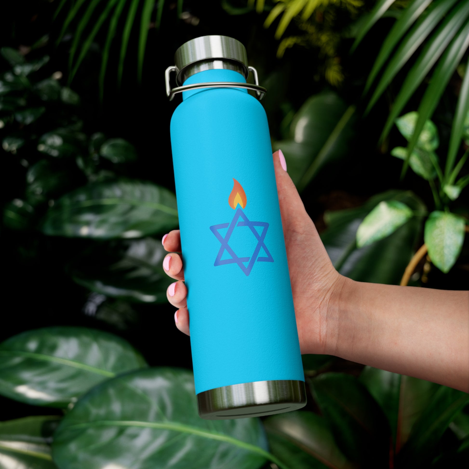 Fire Stars Of David Copper Vacuum Insulated Bottle, 22oz - American Zionist