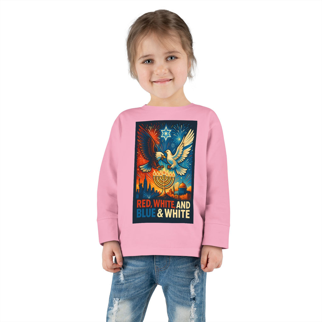 Red White and Blue Toddler Long Sleeve Tee - American Zionist