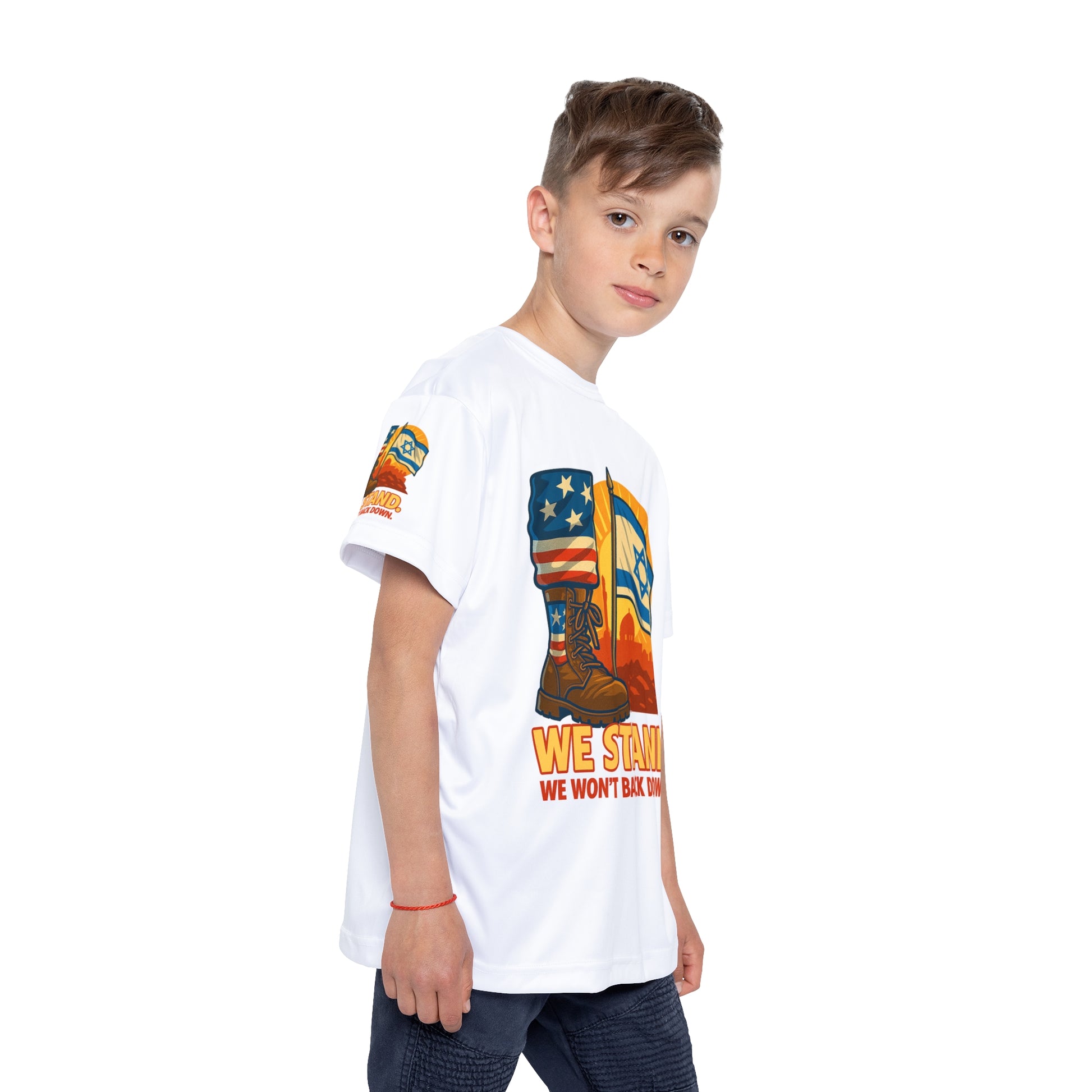We Stand Kids Sports Jersey (AOP) - American Zionist