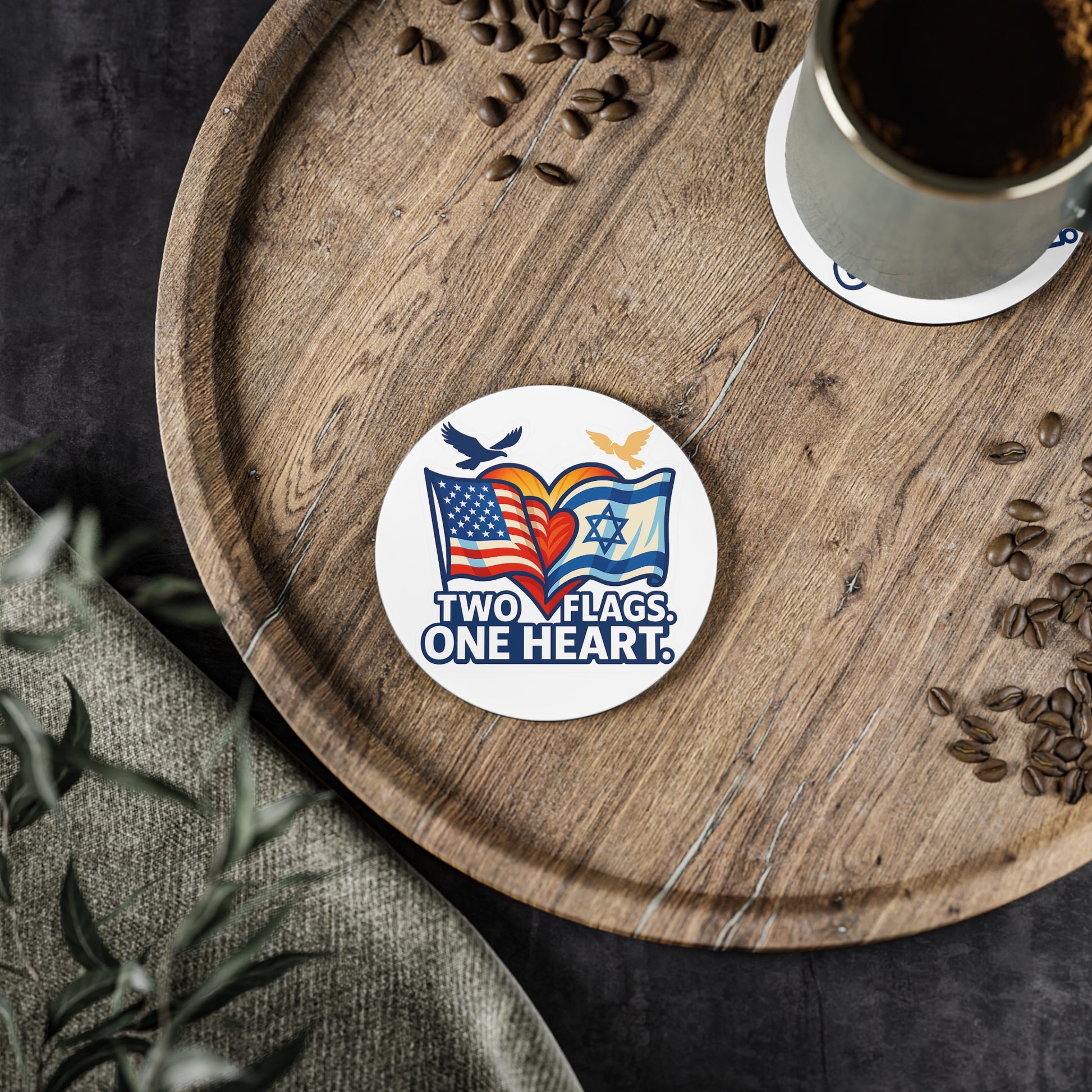 Two Flags. One Heart Coasters - American Zionist