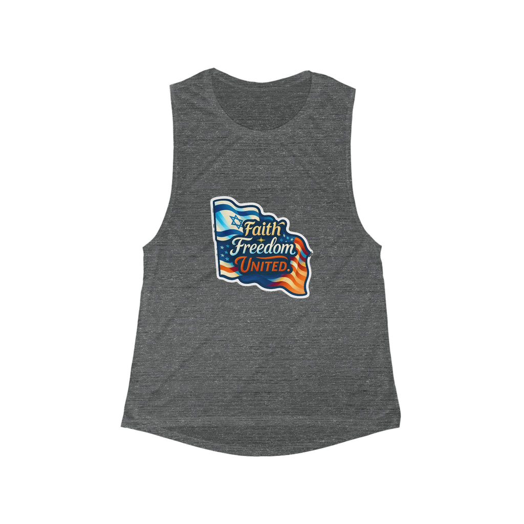 Faith Freedom United Women's Flowy Scoop Muscle Tank - American Zionist