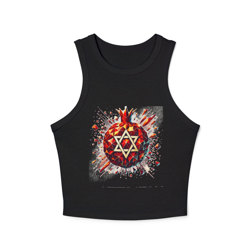 Pomegranate Star of David Women's Micro Rib Racer Tank Top - American Zionist