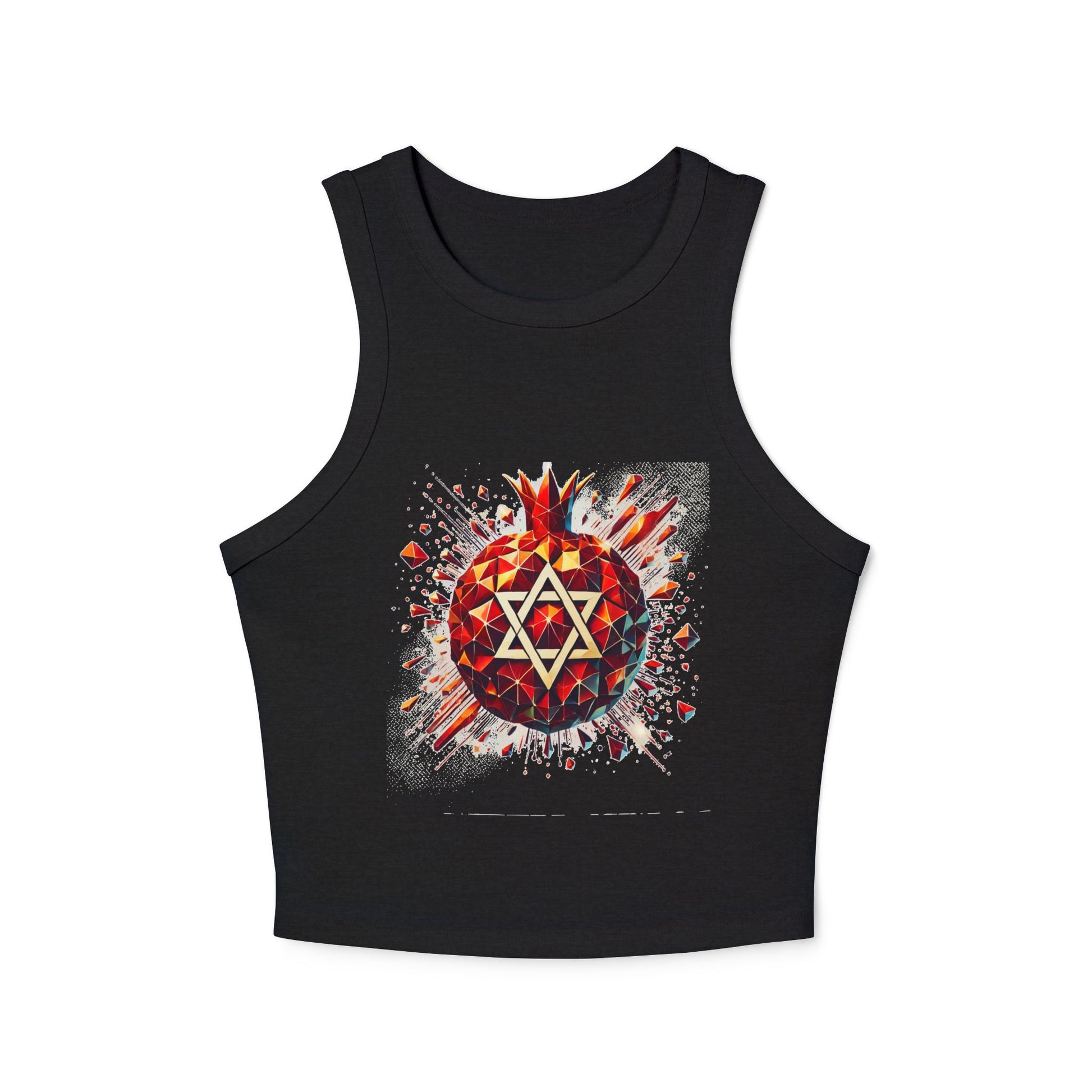 Pomegranate Star of David Women's Micro Rib Racer Tank Top - American Zionist