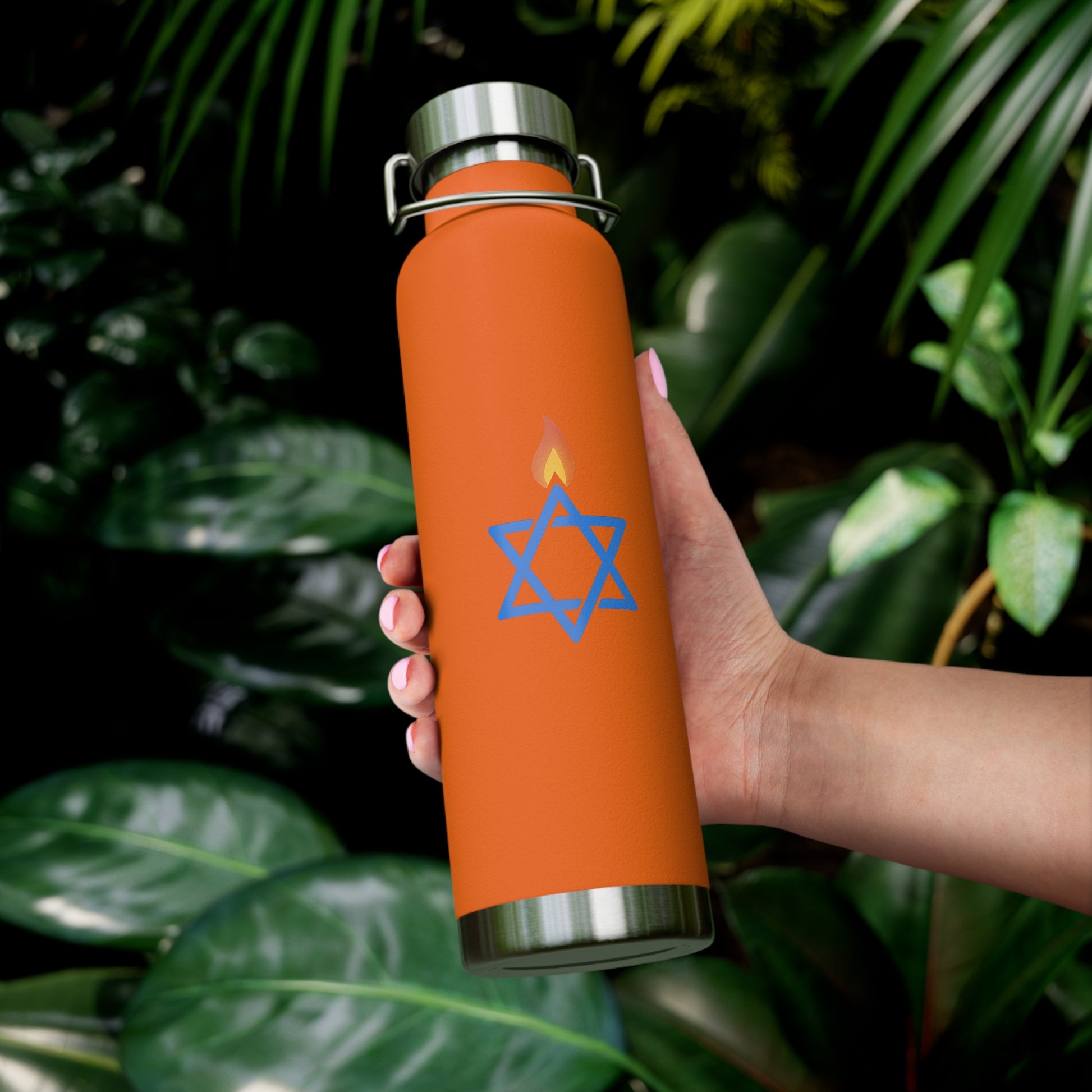 Fire Stars Of David Copper Vacuum Insulated Bottle, 22oz - American Zionist