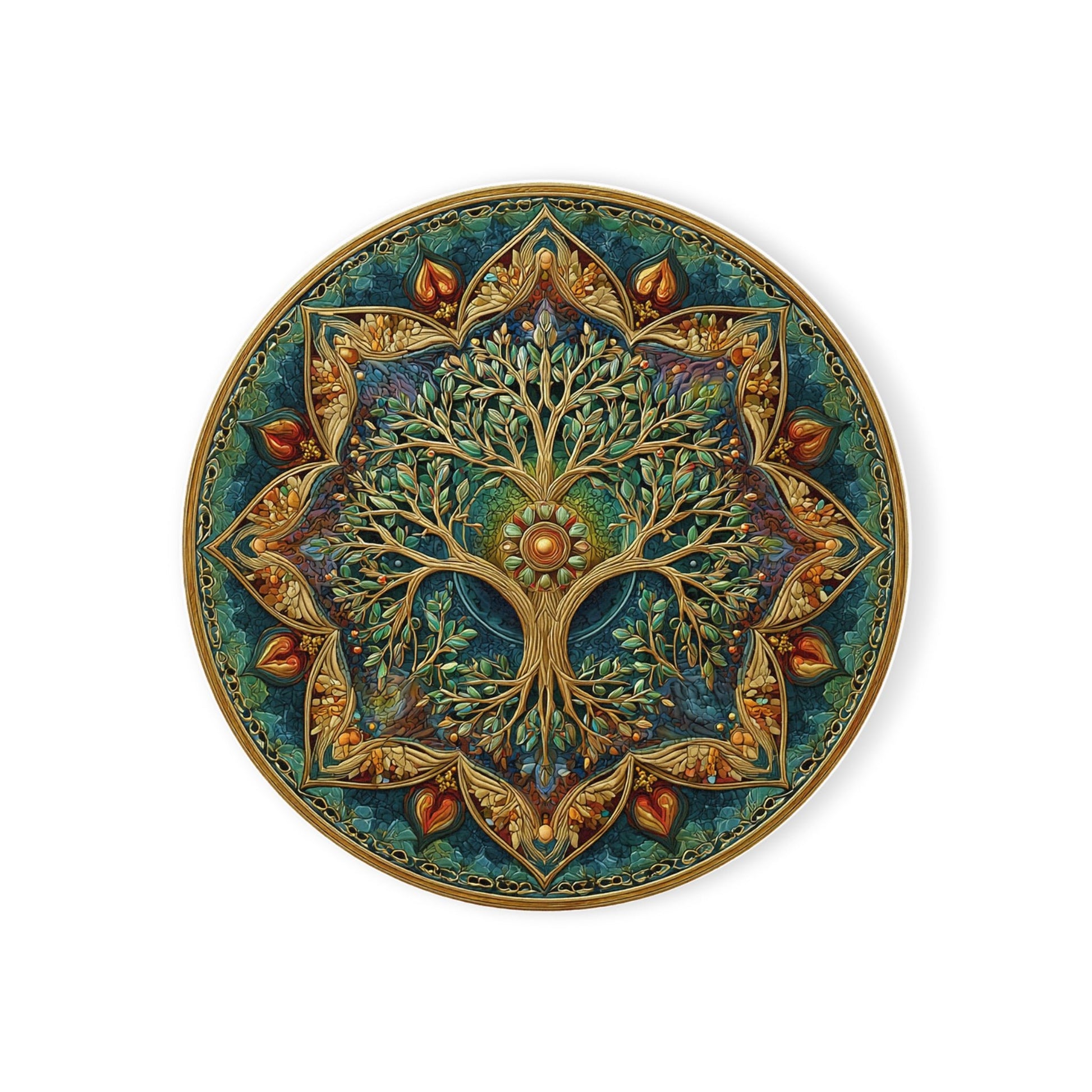 Sacred Roots Mandala Cork Back Coaster - American Zionist