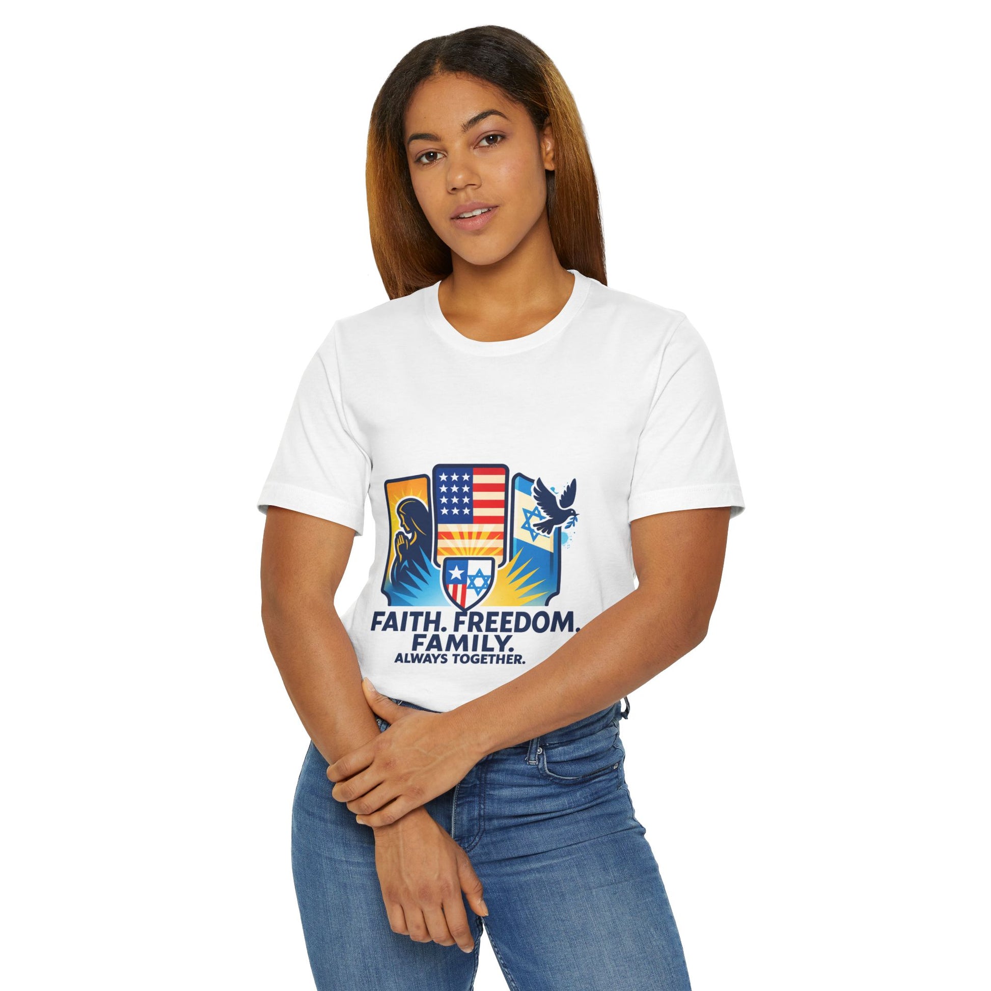 Faith Freedom Family Unisex Jersey T-Shirt - American Zionist