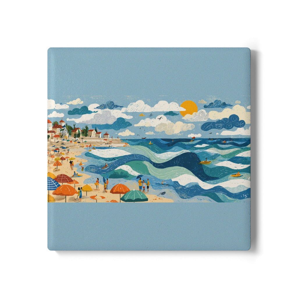 Tel Aviv Beach Ceramic Coaster - American Zionist