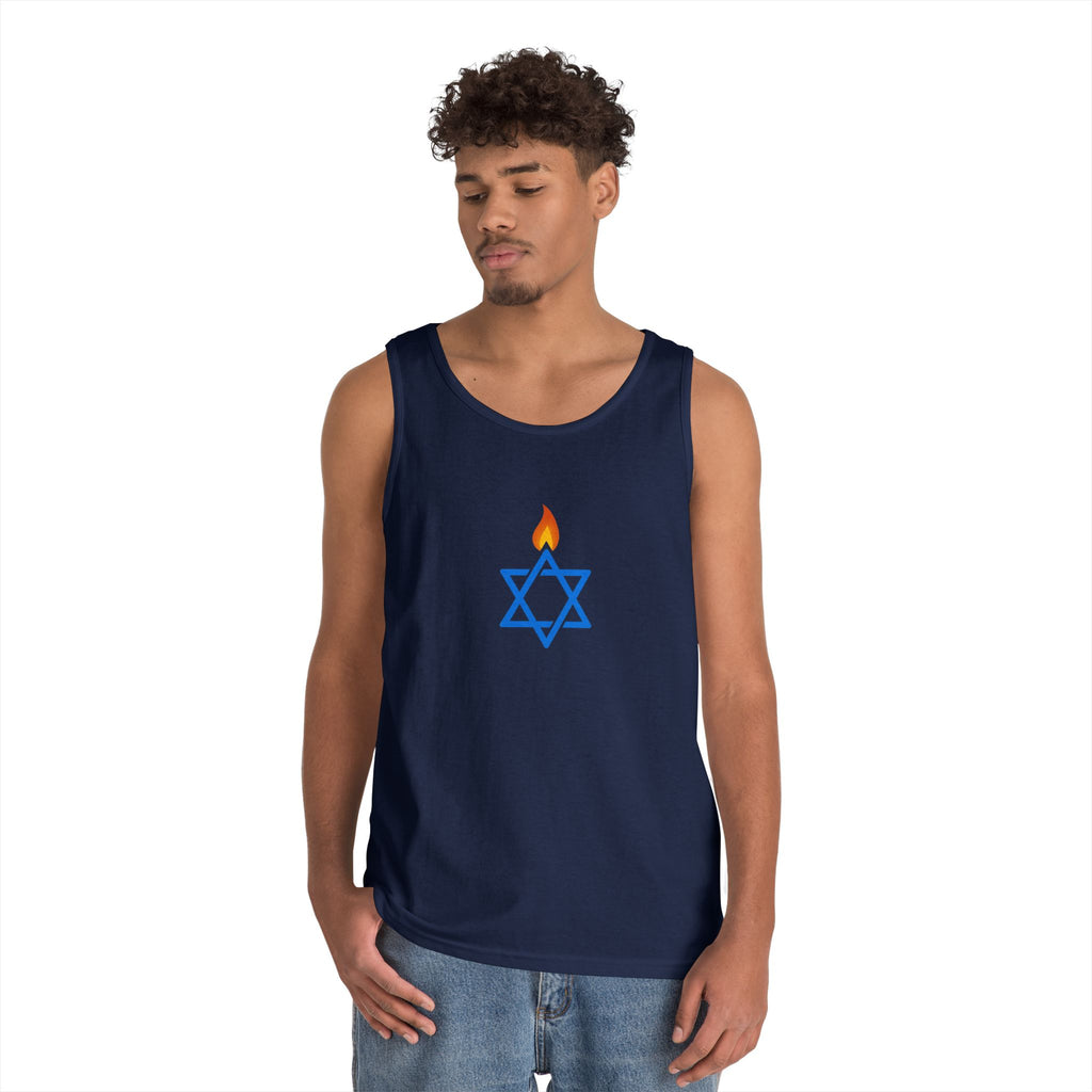 Fire Stars Of David Unisex Heavy Cotton Tank Top - American Zionist