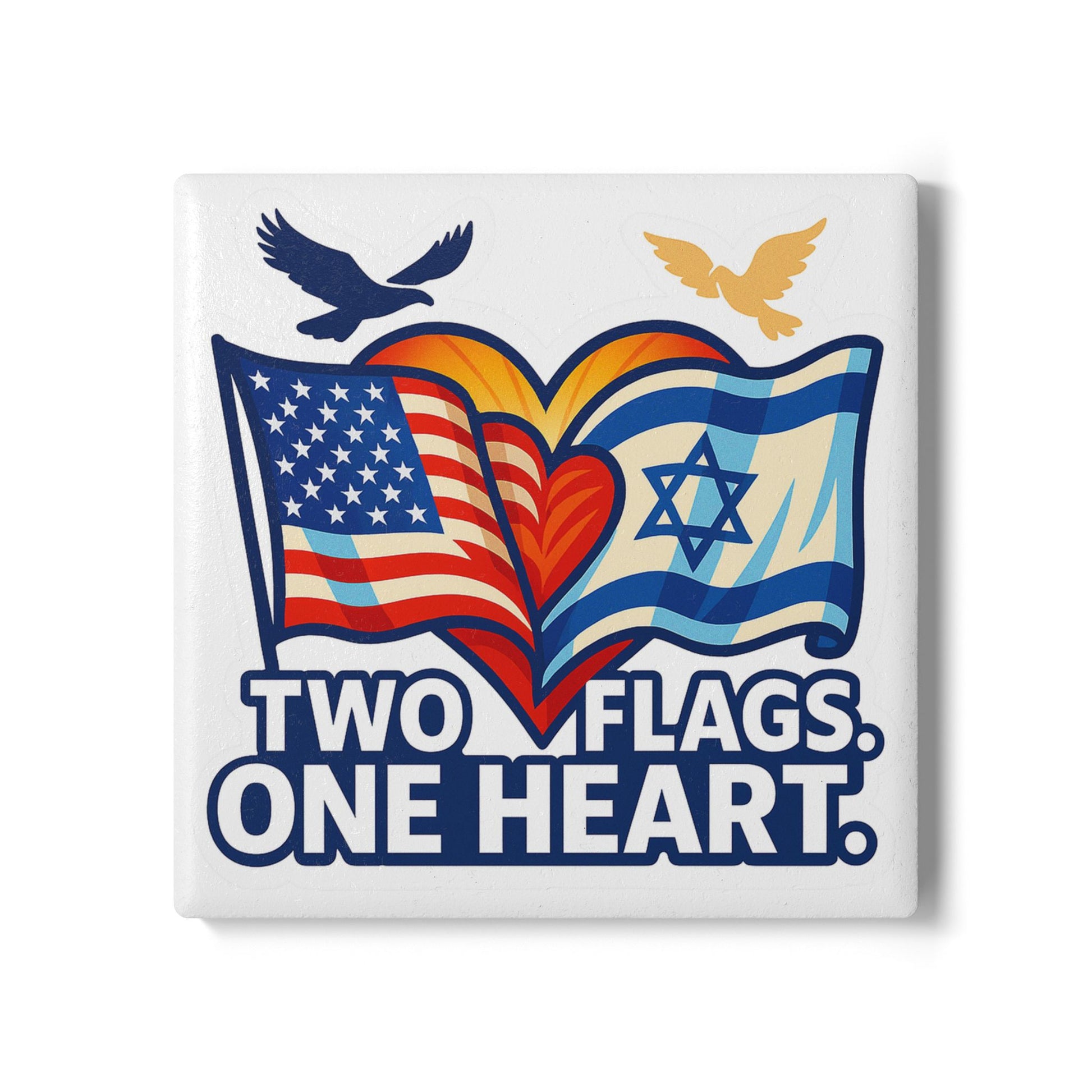 Two Flags. One Heart Ceramic Coaster