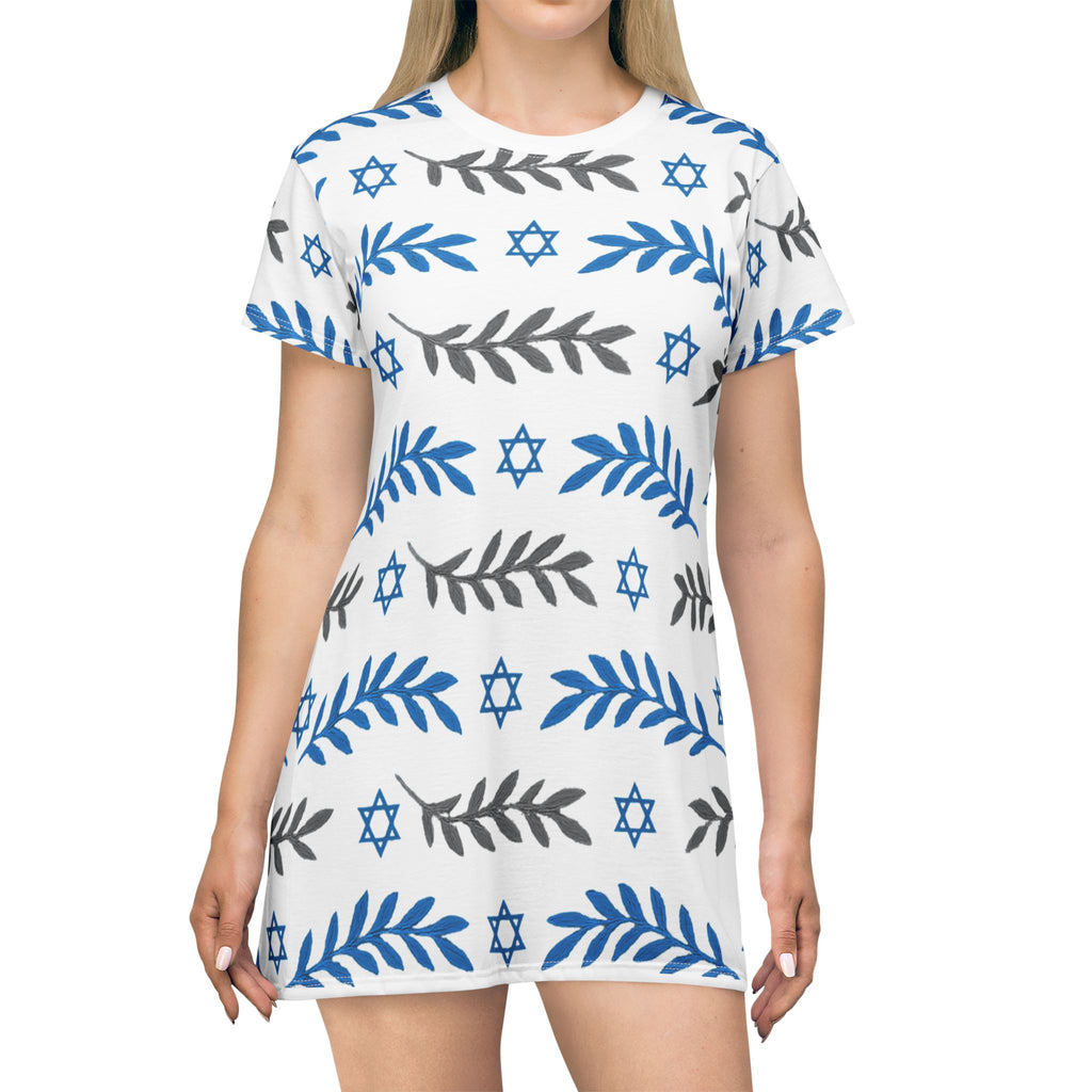 Olive and Shield T-Shirt Dress (AOP) - American Zionist