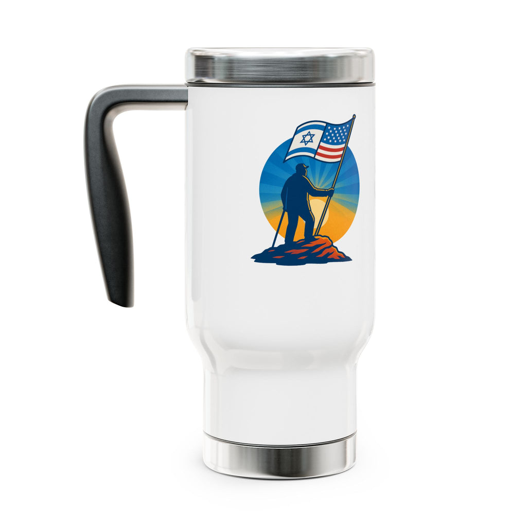 Grandpa Stands Tall Stainless Steel Travel Mug with Handle, 14oz - American Zionist