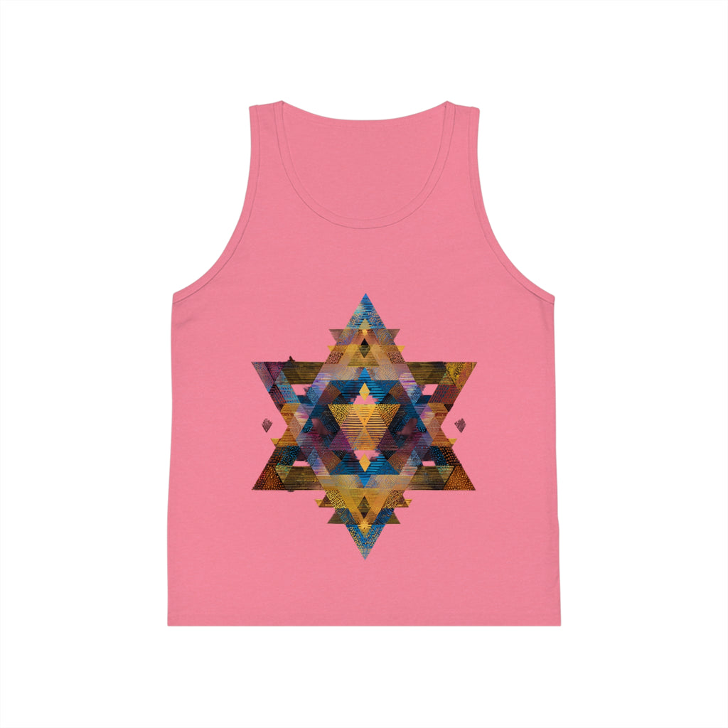 Star of David Geometric Kid's Jersey Tank Top - American Zionist