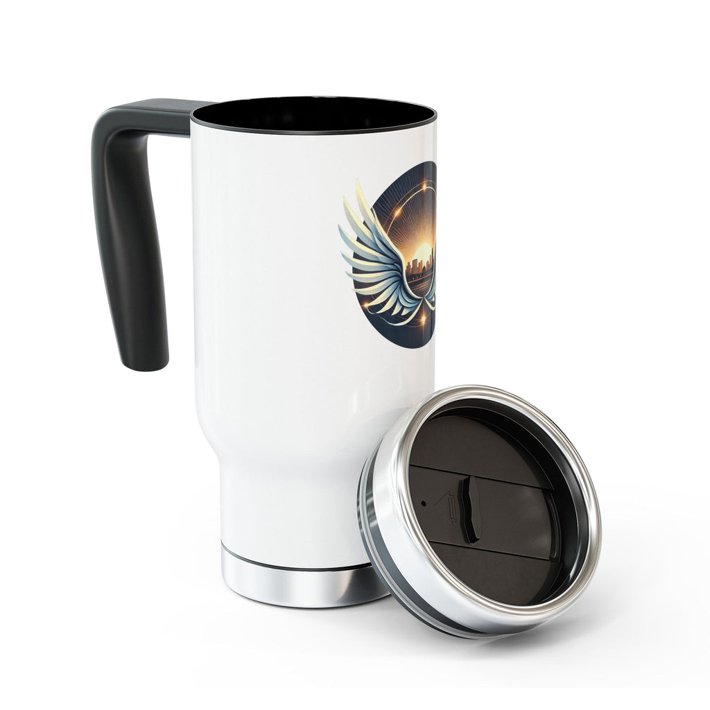 Sunrise Wings Stainless Steel Travel Mug with Handle, 14oz - American Zionist