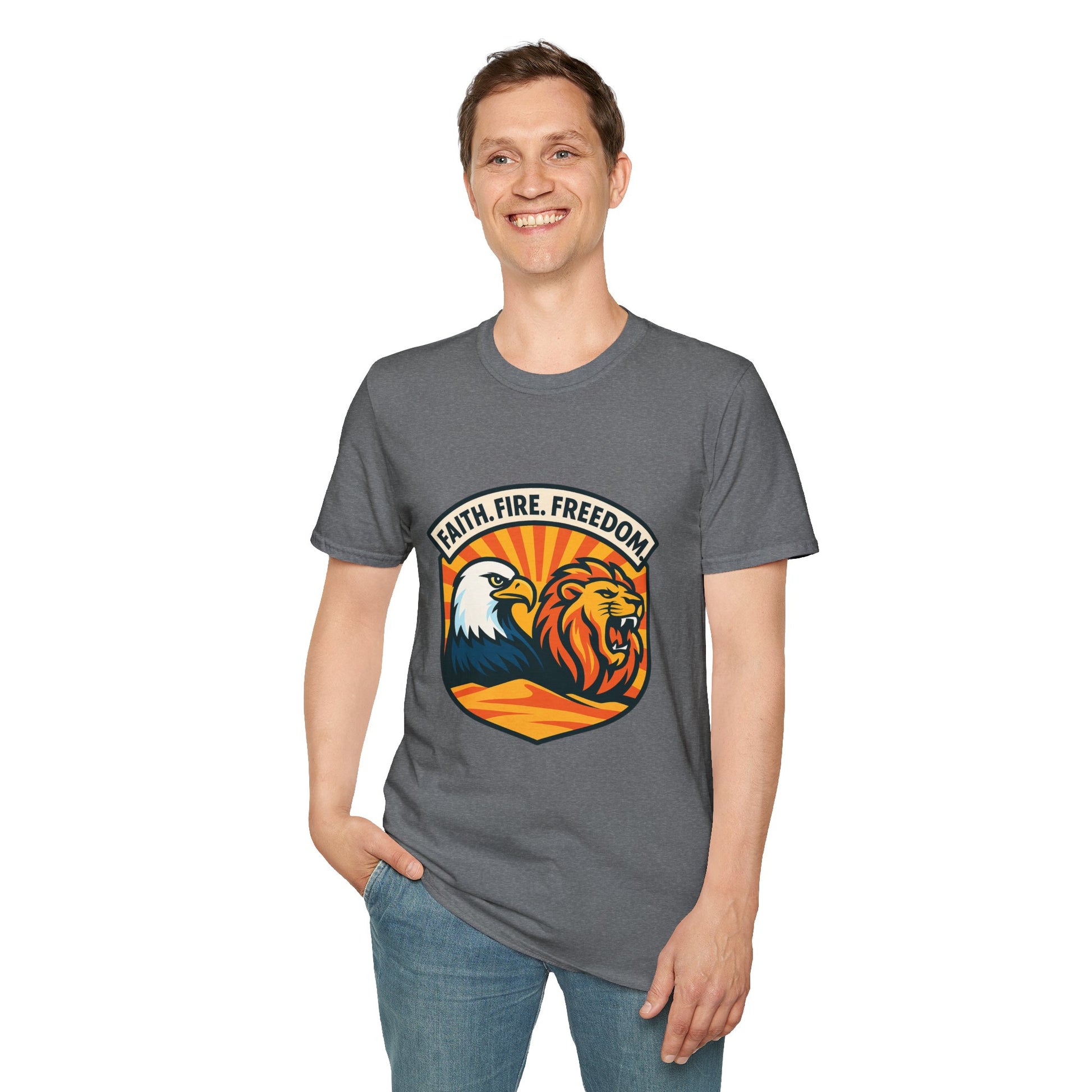 Lions Eagles Rise Unisex Softstyle T-Shirt - American Zionist