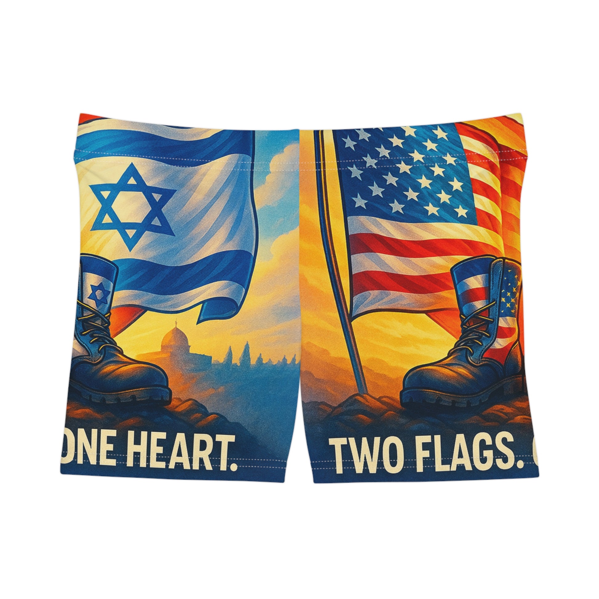Two Flags One Heart Women's Shorts (AOP) - American Zionist