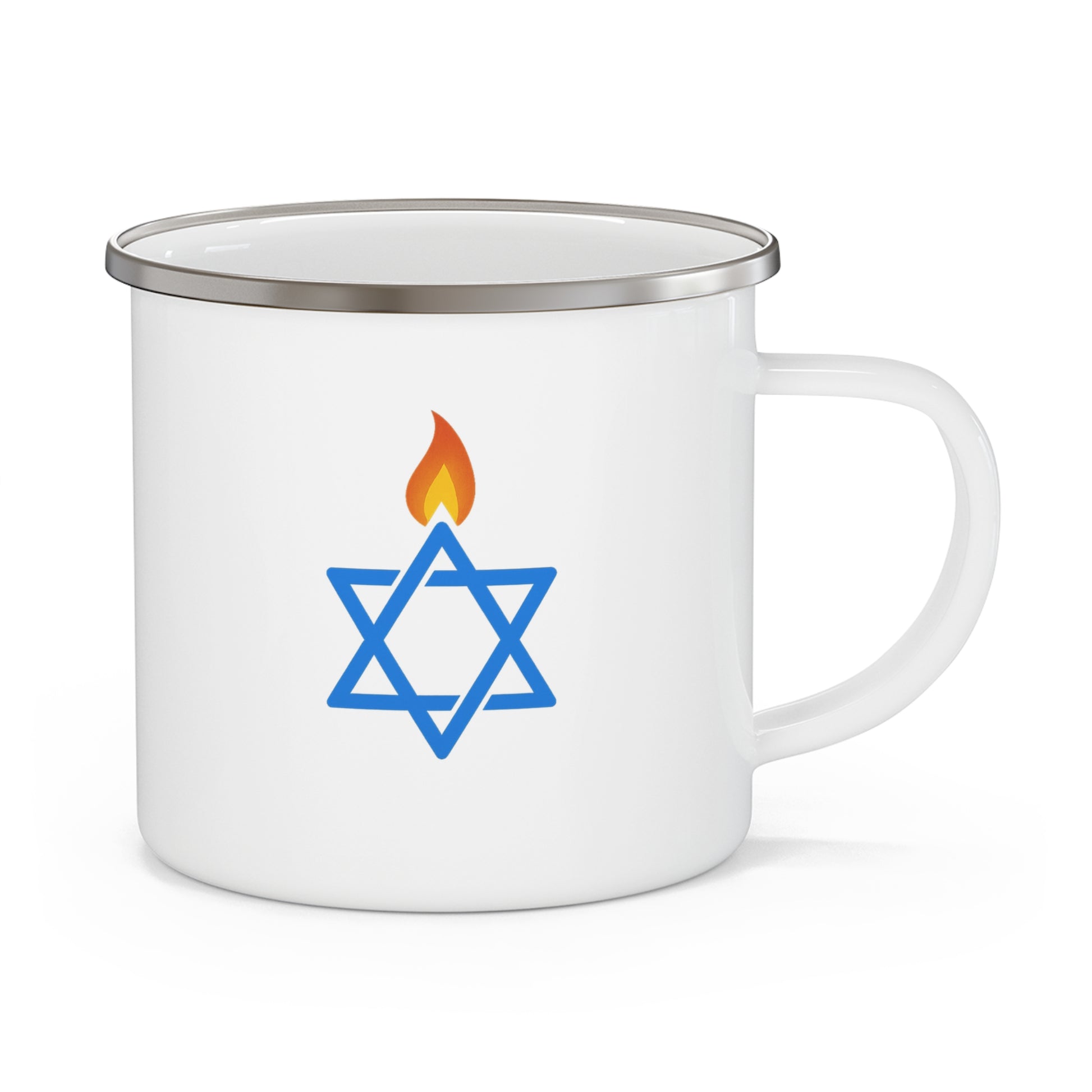 Fire Stars Of David Enamel Camping Mug - American Zionist