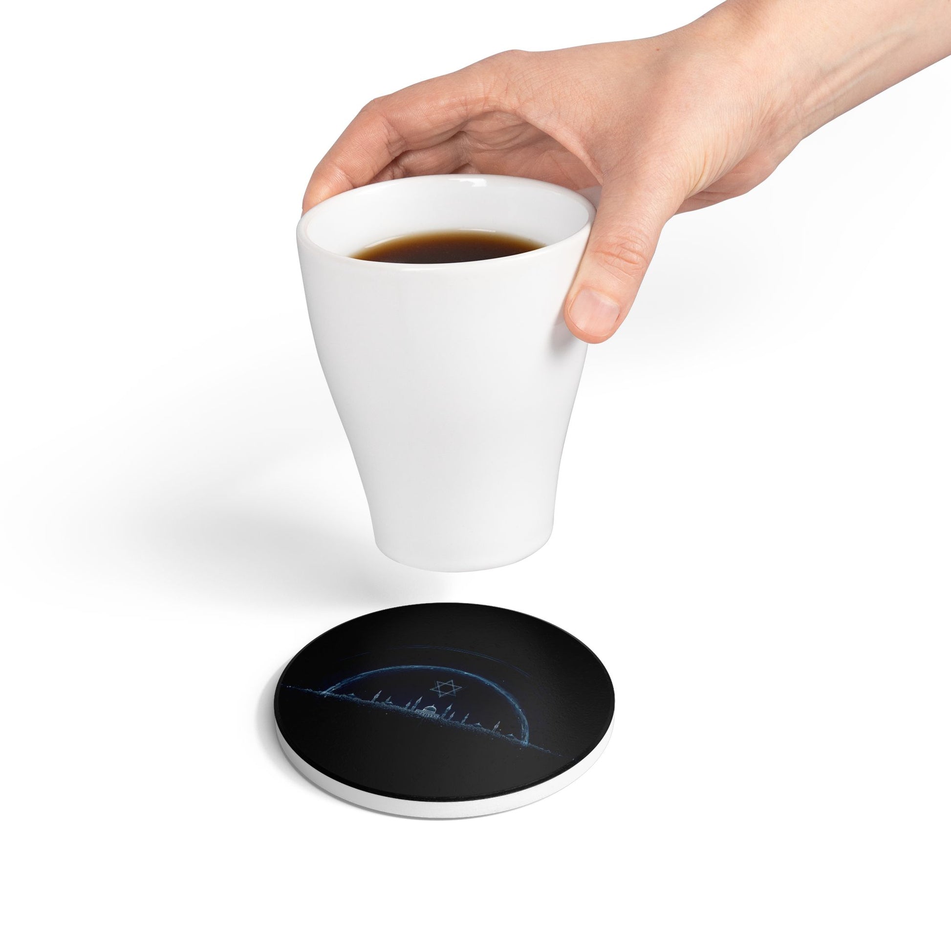Futuristic City of Israel Ceramic Coaster - American Zionist