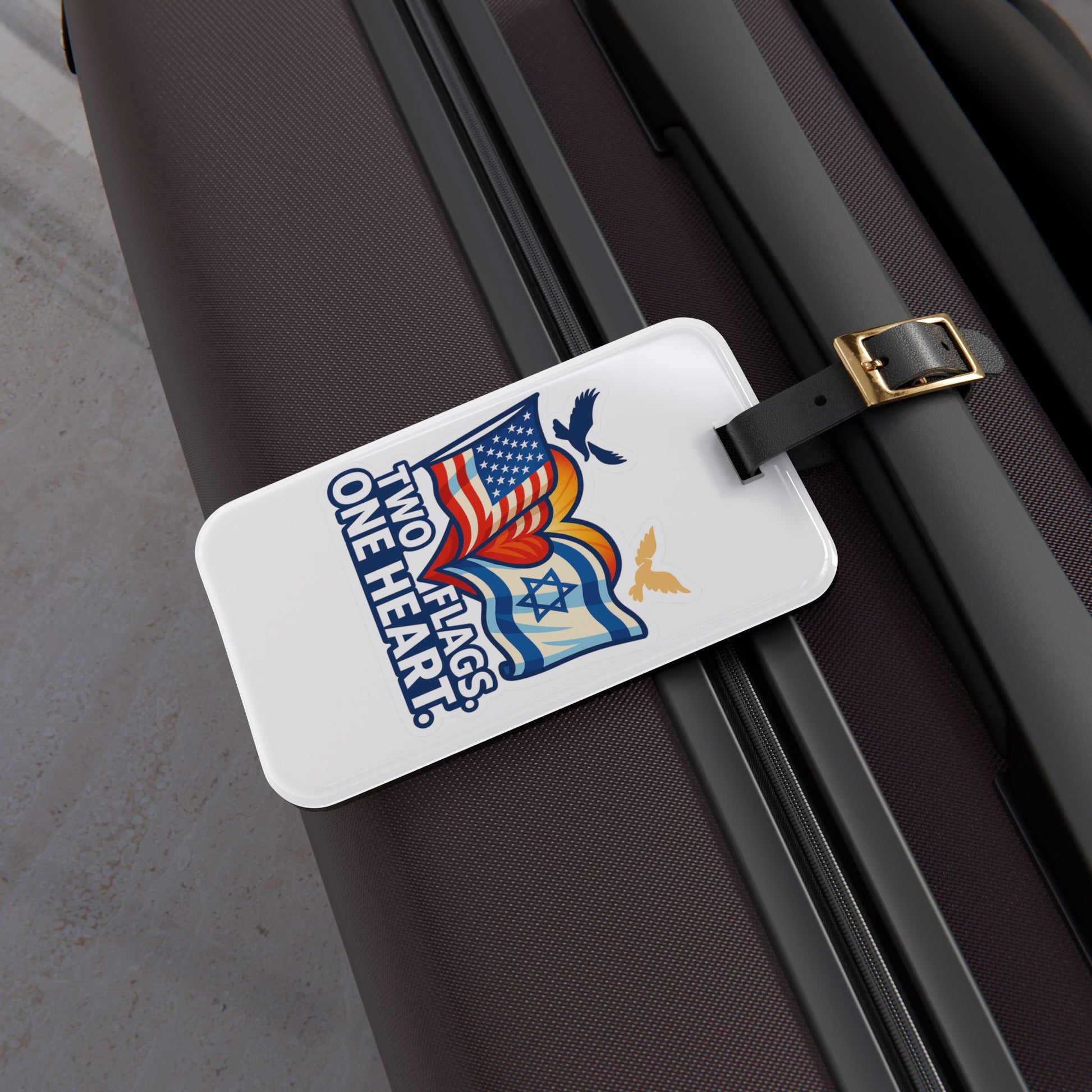 Two Flags. One Heart Luggage Tag - American Zionist