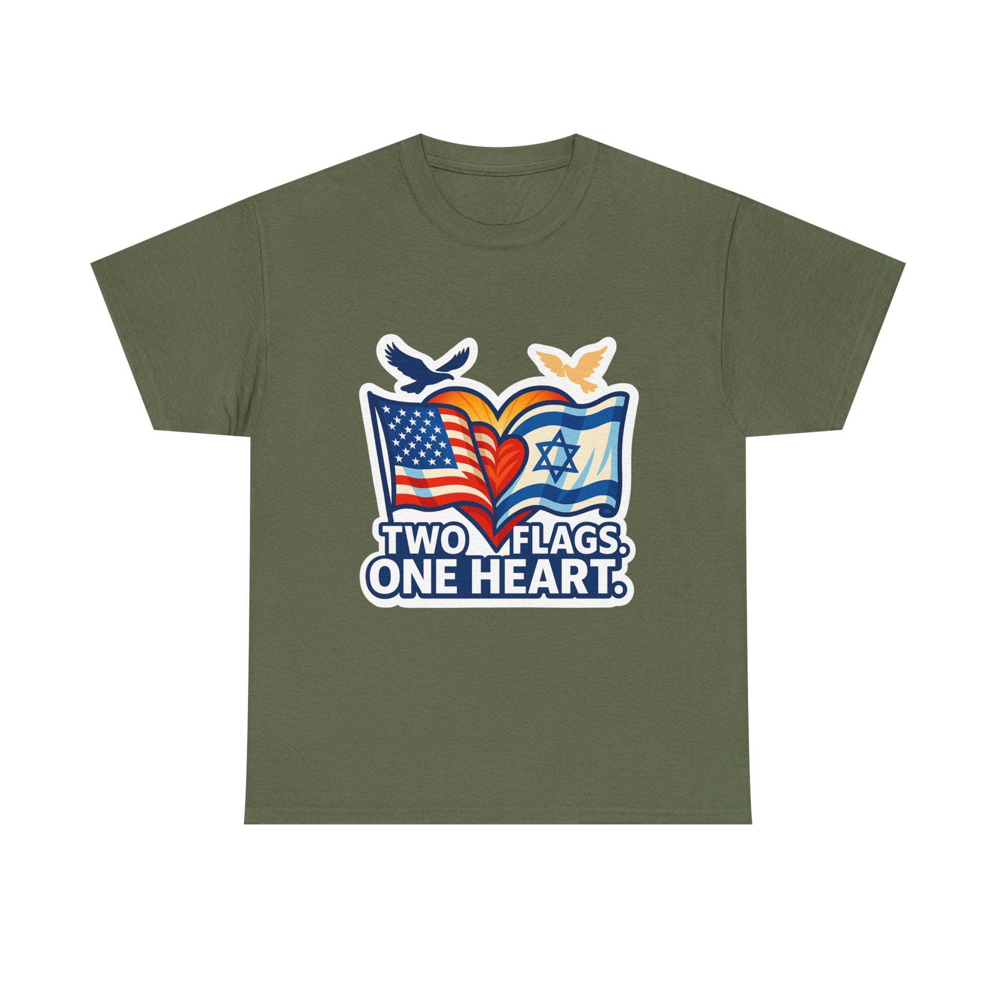 Two Flags One Heart Unisex Heavy Cotton Tee - American Zionist